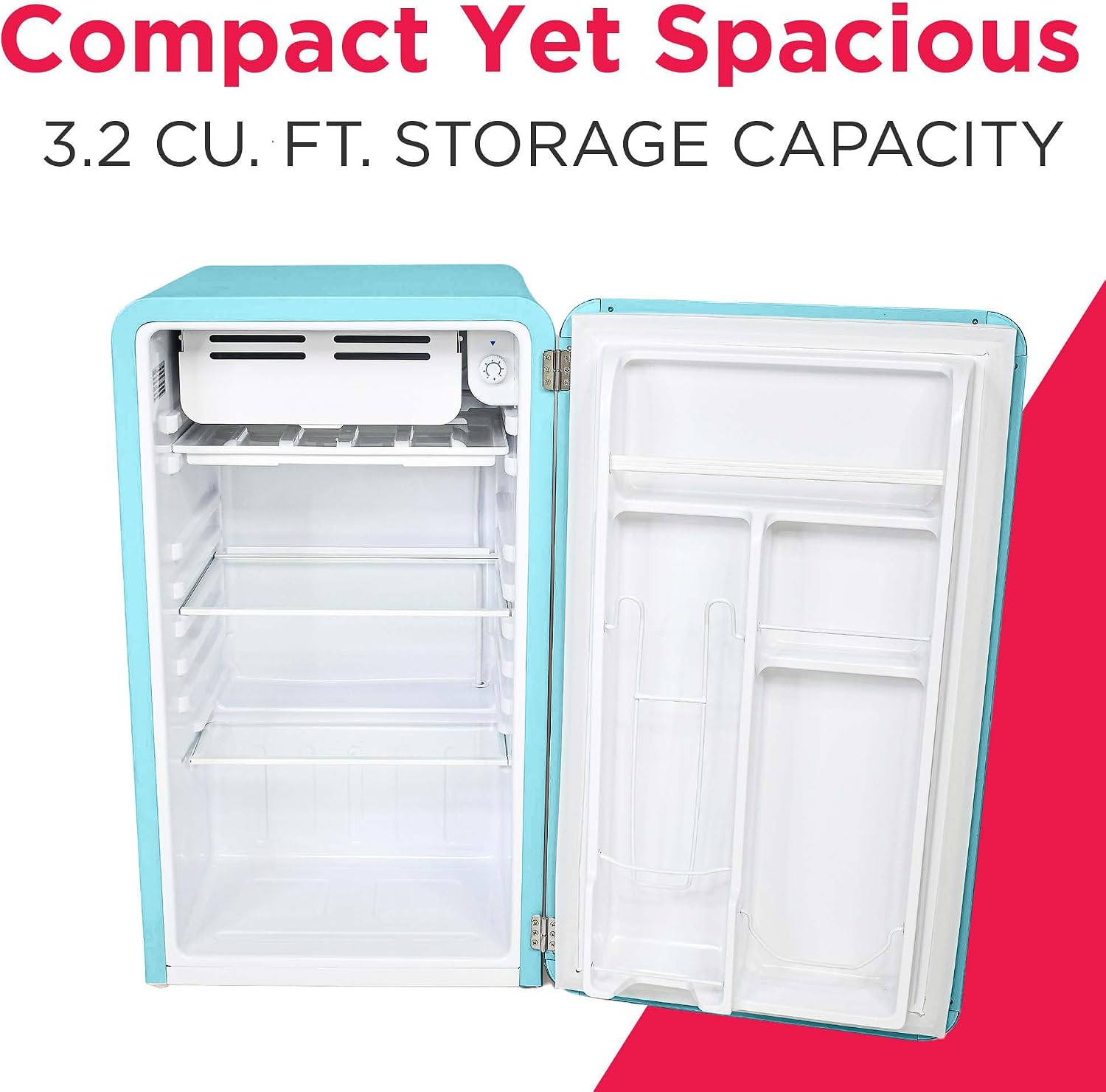 FRIGIDAIRE EFR372-BLUE 3.2 Cu Ft Blue Retro Compact Rounded Corner Premium Mini Fridge