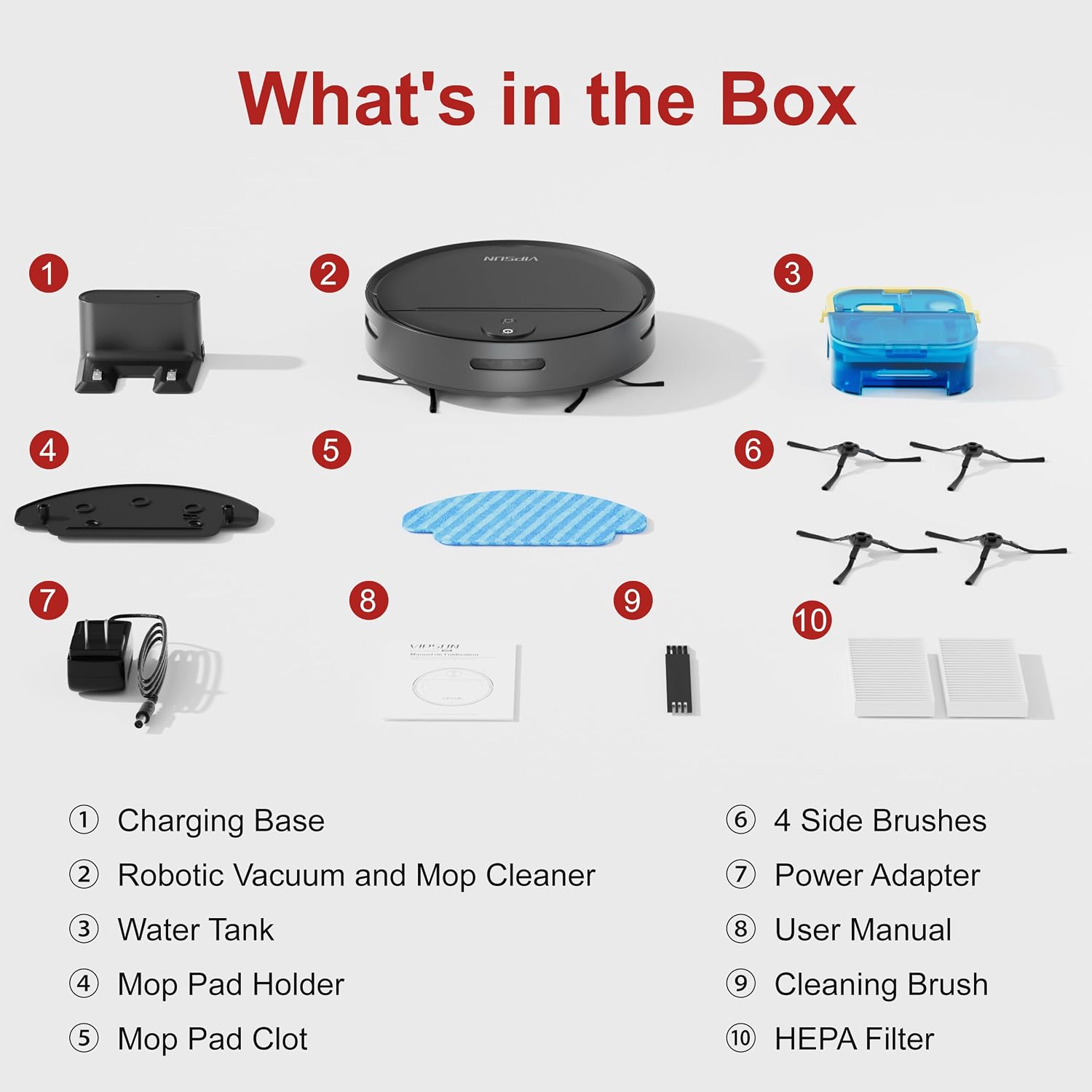 VIPSUN Robot Vacuum and Mop Combo with 4000Pa Suction, APP/Voice/Remote Control, Robotic Vacuums with Personalized Adjustment Setting, Self-Charging, Obstacle Avoidance, Smart Home Robot Aspiradora