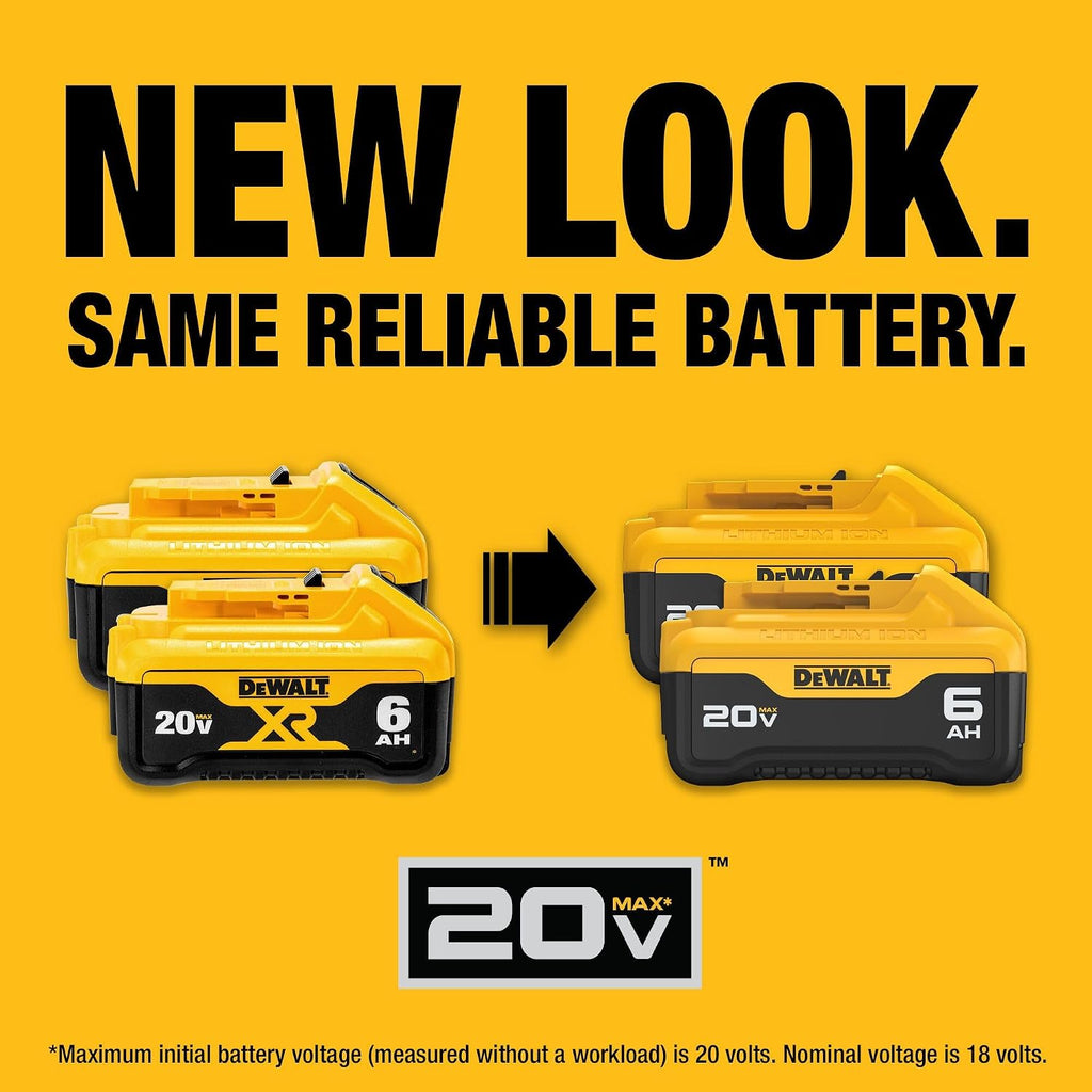 DEWALT 20V MAX XR Battery 6 Ah Lithium Ion, 2-Pack, Premium High Capacity Long Lasting Cordless Tool Battery Packs (DCB206-2)