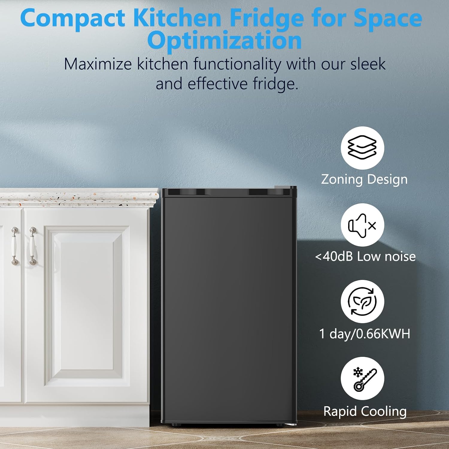 COWSAR 3.2 Cu.Ft Dorm Fridge with Freezer, Single Reversible Door Compact Refrigerator, Adjustable Thermostat, 2 Removable Shelves, Commercial Drink Fridge for Bedroom, Office, Kitchen, Dorm, Black