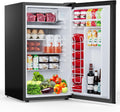 COWSAR 3.2 Cu.Ft Dorm Fridge with Freezer, Single Reversible Door Compact Refrigerator, Adjustable Thermostat, 2 Removable Shelves, Commercial Drink Fridge for Bedroom, Office, Kitchen, Dorm, Black