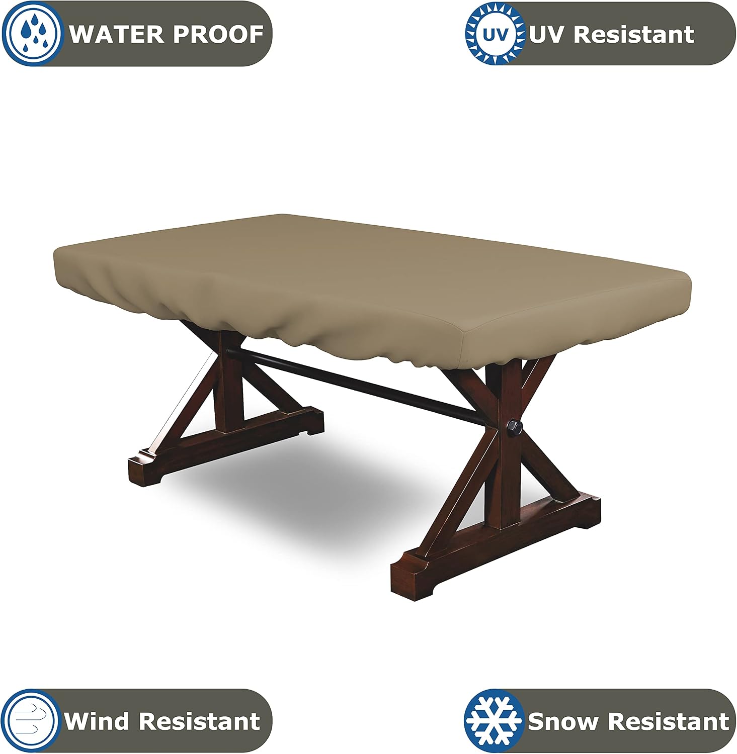 Covers & all Poker Table Cover 12 Oz Waterproof - 100% Weather Resistant Outdoor Game Table Cover with Elastic at 4 Sides (94' W x 44' D x 8' H Inches, Beige)