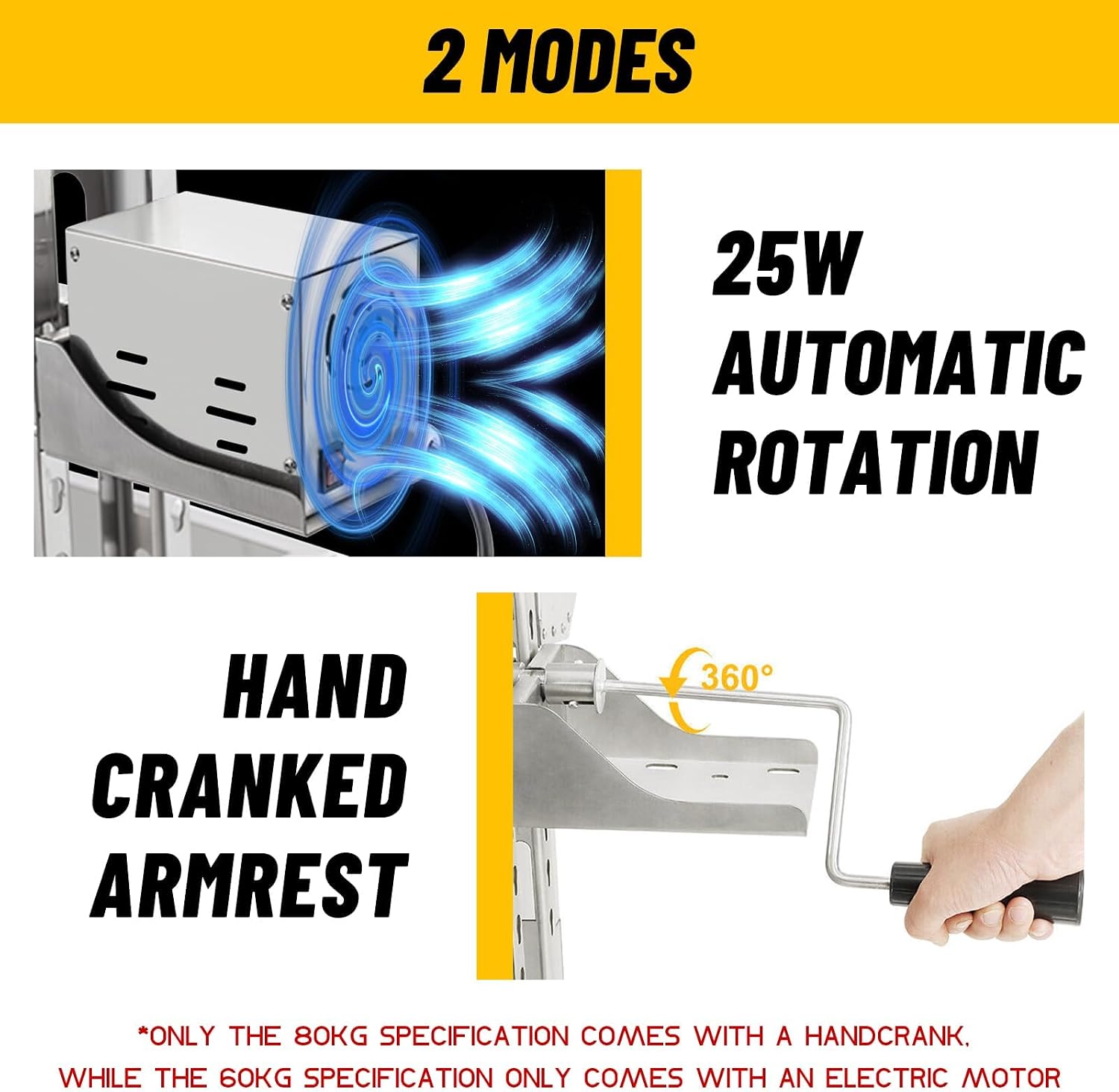 Rotisserie Grill with Back Cover Guard, 25W Motor 55 Inch Stainless Steel Small Pig Lamb Rotisserie Roaster, BBQ Charcoal Rotisserie Grill for Camping Party, Outdoor Kitchen (132 LBS)