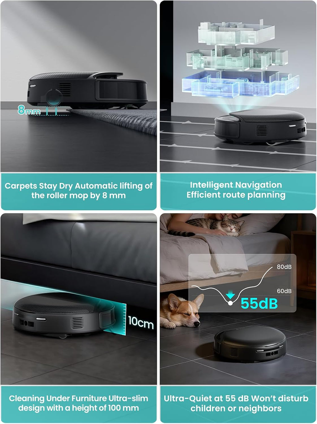 Lefant M5 Pro LiDAR Robot Vacuum and Mop, 18000Pa Suction, PSD 2.0 Smart Obstacle Avoidance, All-in-One Robot Vacuum 120 Day Self-Emptying, Auto Mop Washing, Drying&Refilling, Supports 2.4G/5G WiFi