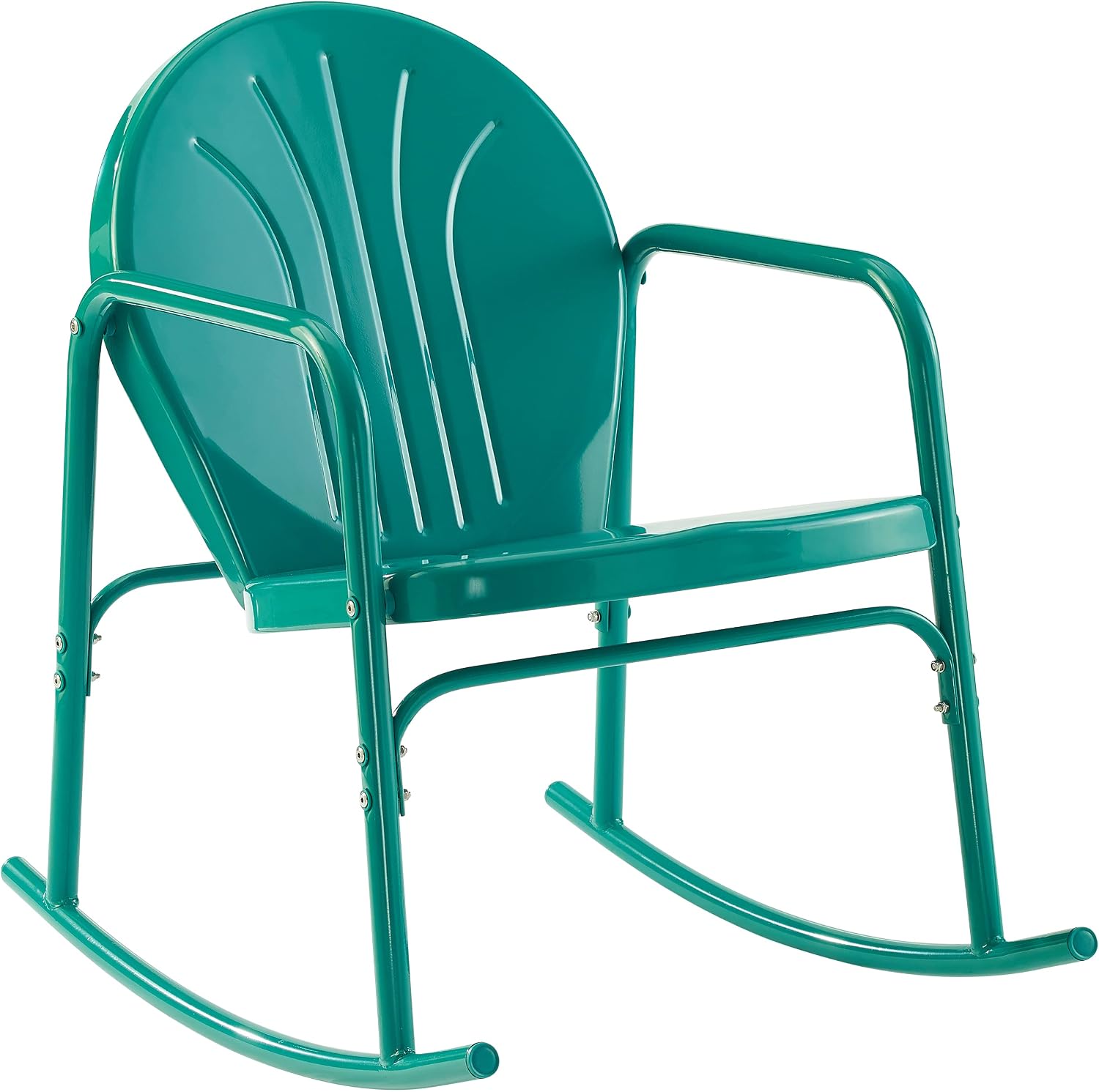 Crosley Furniture Griffith Retro Metal Outdoor Rocking Chairs, Set of 2, for Porch, Deck, Balcony, Backyard, Turquoise Gloss