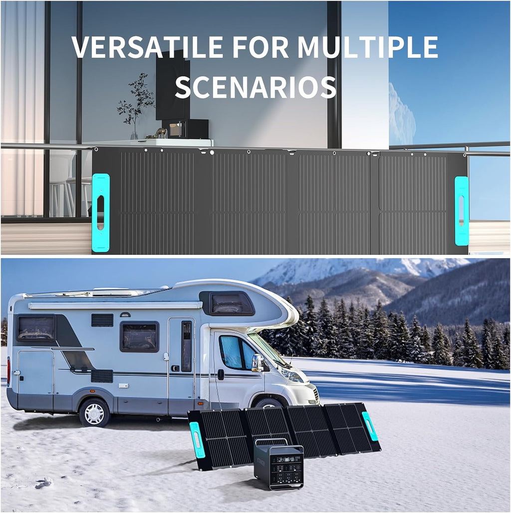 200W Portable Solar Panel, 200 Watt for Portable Power Station, Foldable Solar Charger with Carry Case,IP65 for Outdoor, RVs, Backyard