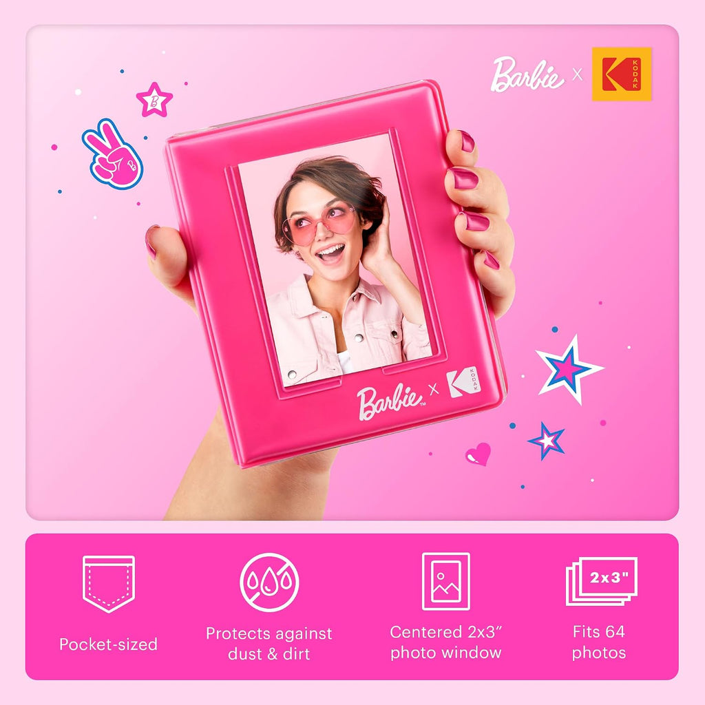 Kodak x Barbie Printomatic Full-Color Instant Print Digital Camera Barbie Deluxe Bundle (Signature Style)+ Barbie Deluxe Camera Case + Barbie Photo Album + Zink Paper (20 Sheets)