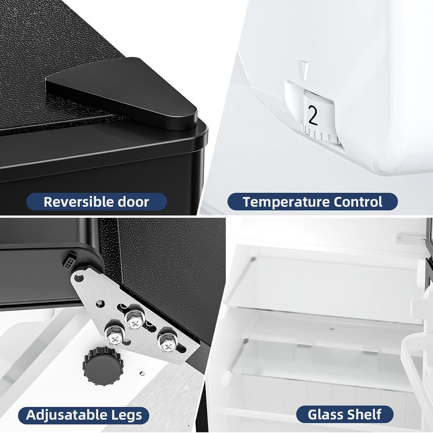 Antarctic Star Mini Fridge with Freezer, Double Door Compact Refrigerator, Adjustable Thermostat, Small Fridge for Bedroom Office Dorm Apartment,2.45 Cu.Ft,Black