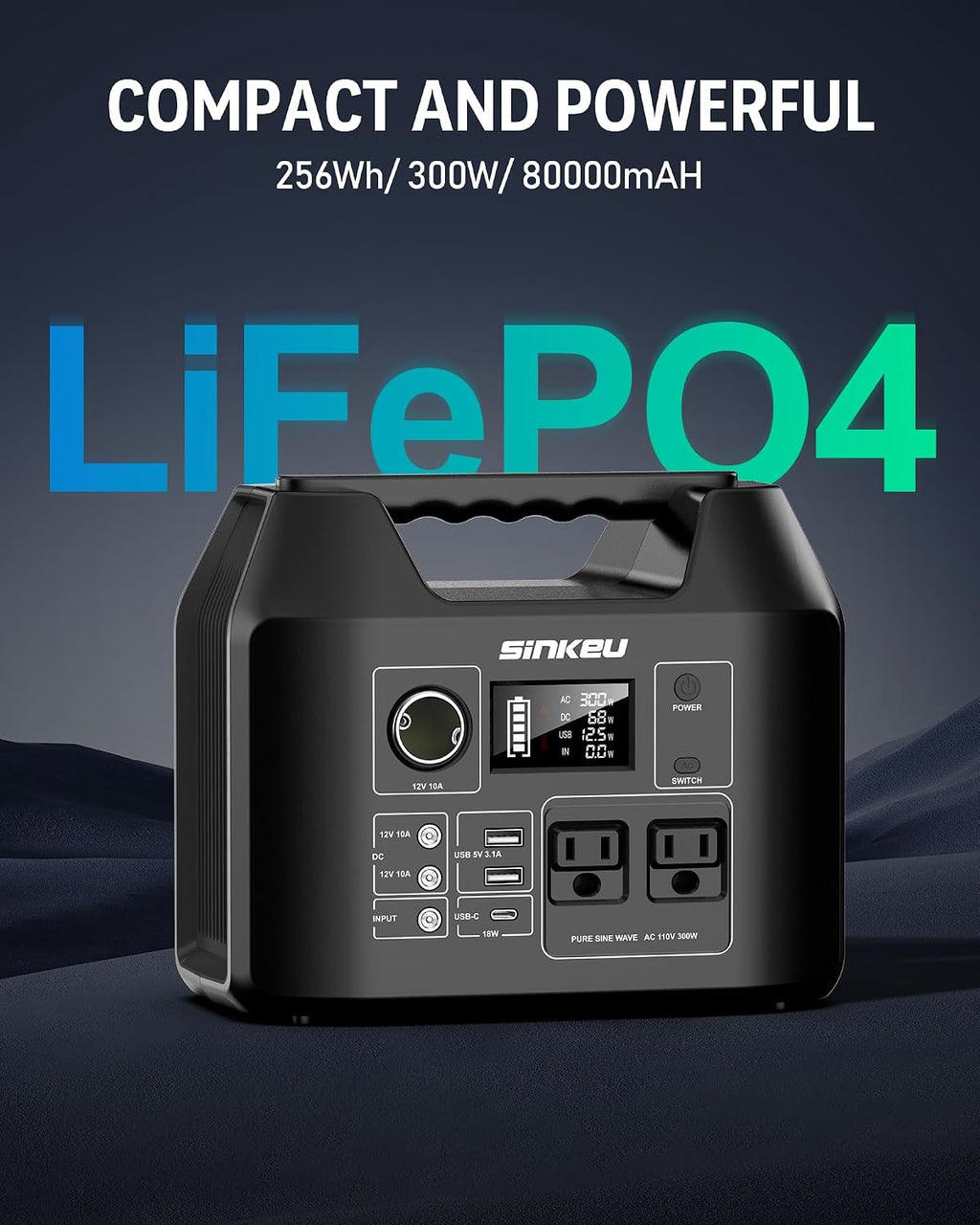 Portable Solar Generator, 300W Portable Power Station with Foldable 60W Solar Panel, 110V Pure Sine Wave 280Wh Lithium Battery Pack with USB DC AC Outlet for Home Use RV Van Outdoor Camping