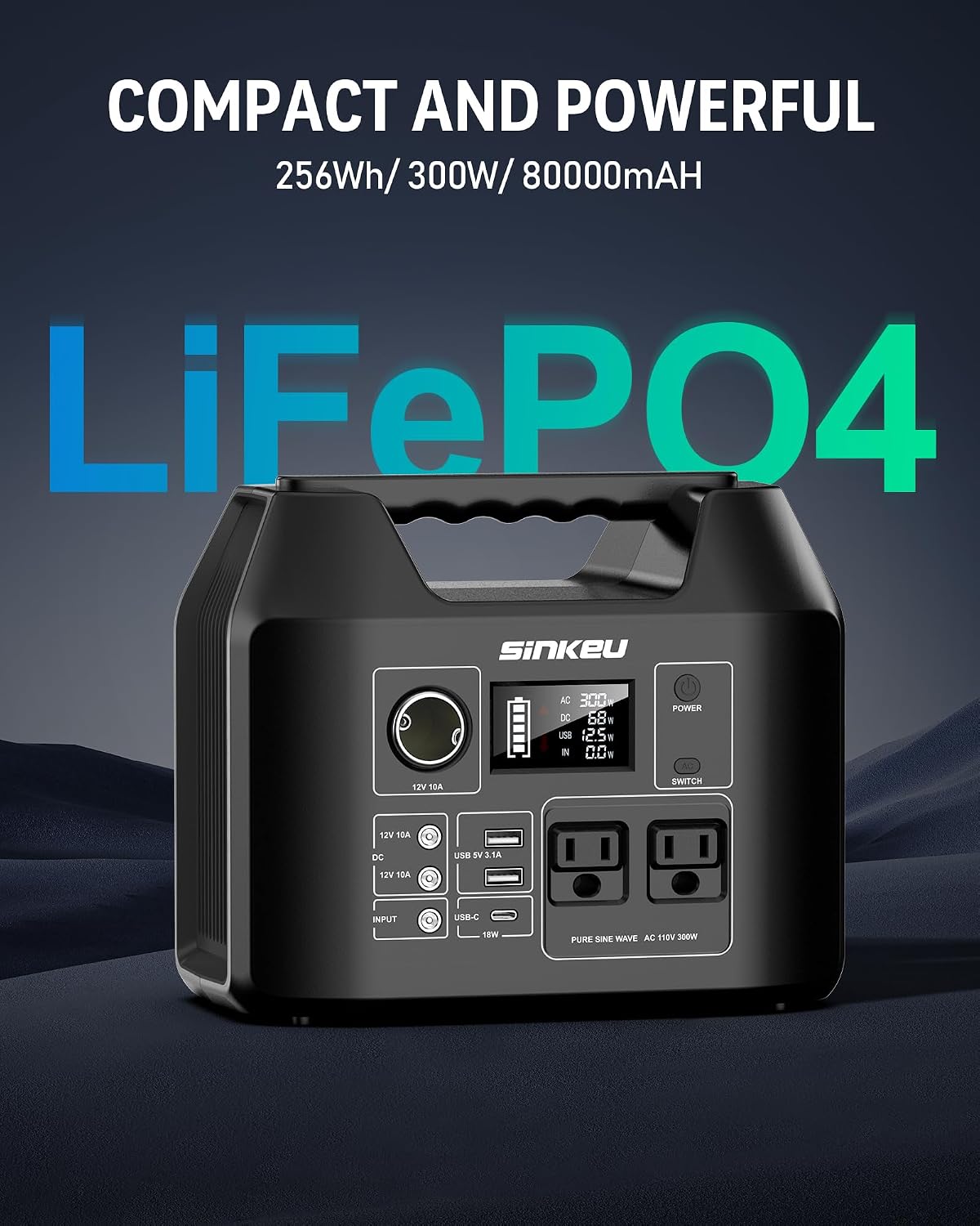 Portable Solar Generator, 300W Portable Power Station with Foldable 60W Solar Panel, 110V Pure Sine Wave 280Wh Lithium Battery Pack with USB DC AC Outlet for Home Use RV Van Outdoor Camping