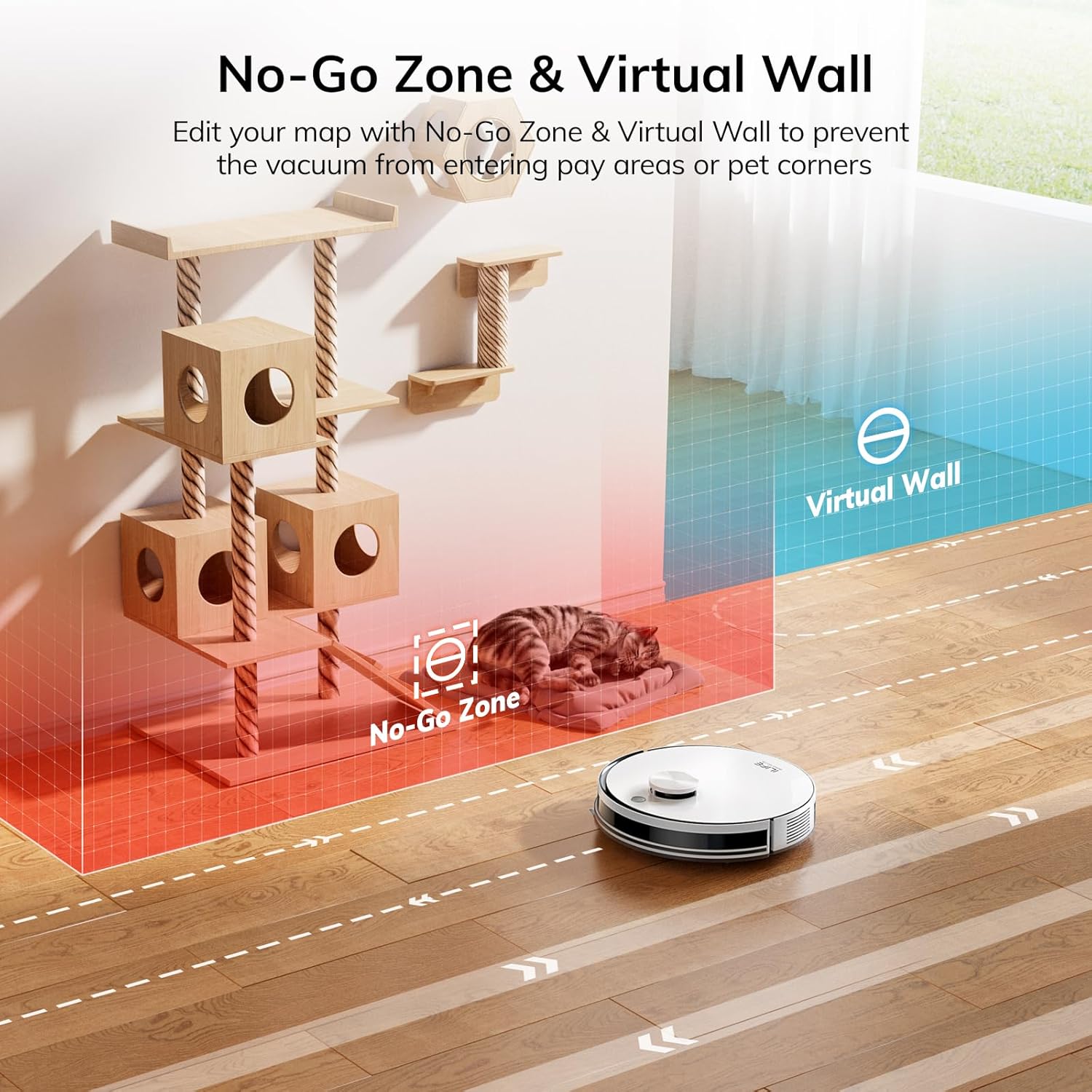 ILIFE A30s Robot Vacuum, 10000Pa Max Suction Robotic Vacuum Cleaner with LiDAR Navigation, Home Mapping, No-Go Zone, 150 Mins, 2.4G WiFi/App/Alexa/Remote Control, for Hard Floor Carpet and Pet Hair