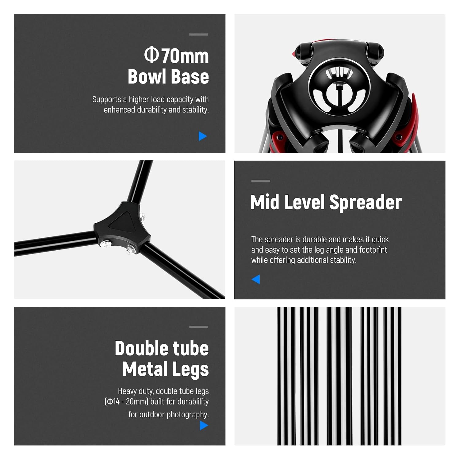 NEEWER 79'/200cm Video Tripod, Heavy Duty Aluminum Alloy Camera Tripod Stand with 360° Fluid Drag Head, QR Plate Compatible with Canon Nikon Sony and Other DSLR Camera Camcorder, Load Up to 17.6lb/8kg