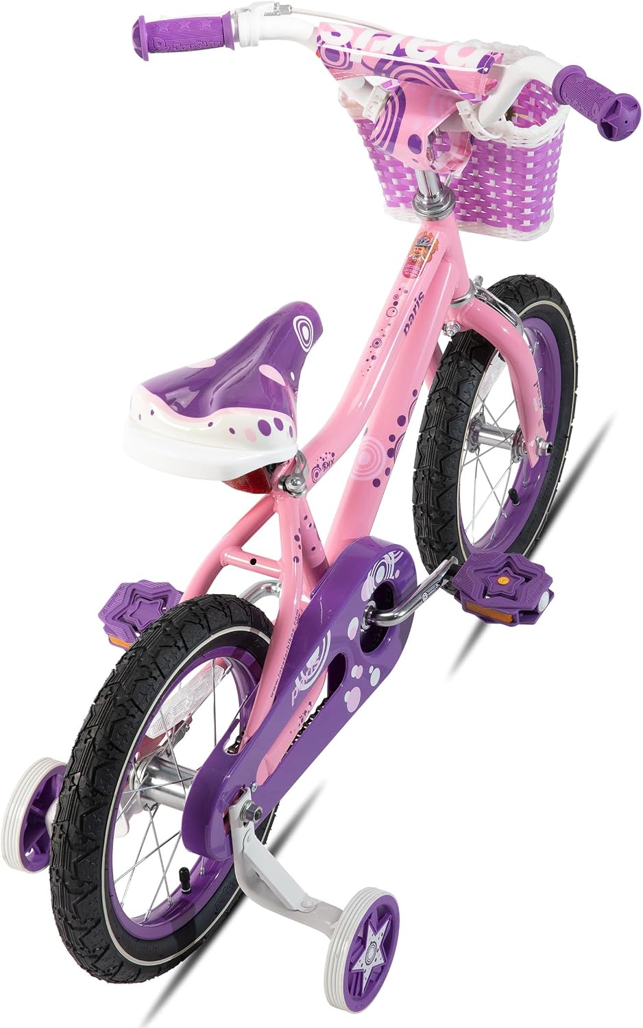 JOYSTAR Paris Girls Bike for Ages 3-8 Years Old, 14 16 18 Inch Kids Bike with Training Wheels, Basket and Handbrake, Multiple Colors