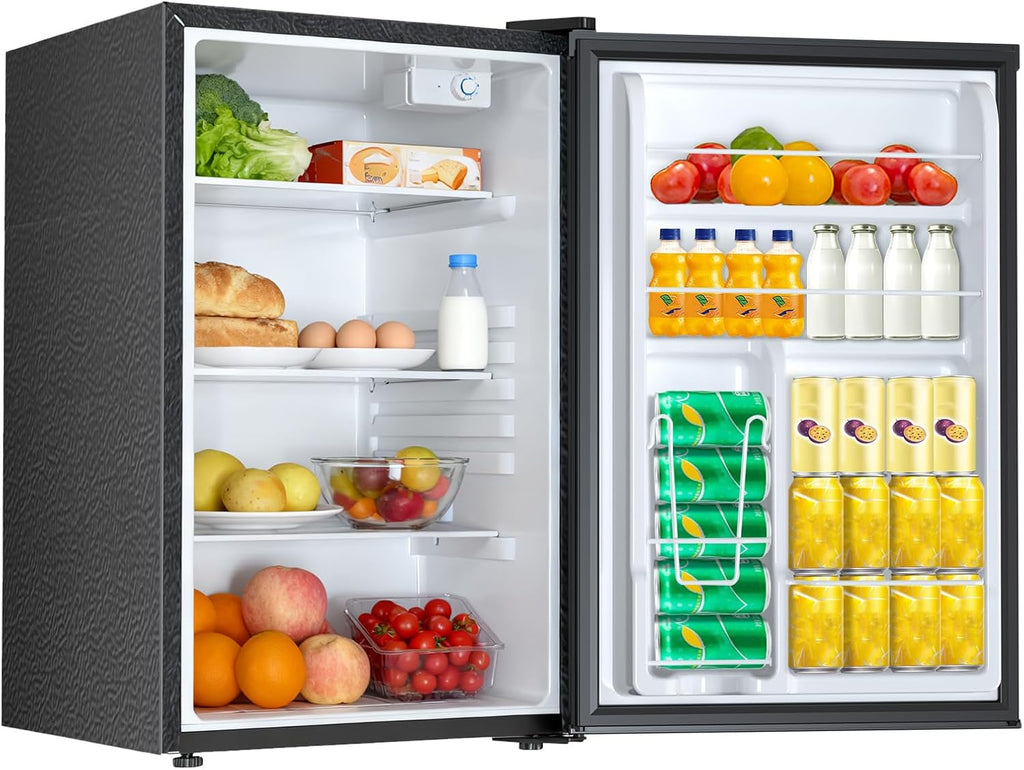 Electactic Compact Refrigerator 4.4 Cu.ft Mini Fridge, Single Door Refrigerator with Adjustable Temperature Settings, Low noise, for Bedroom, Office, Dorm Black