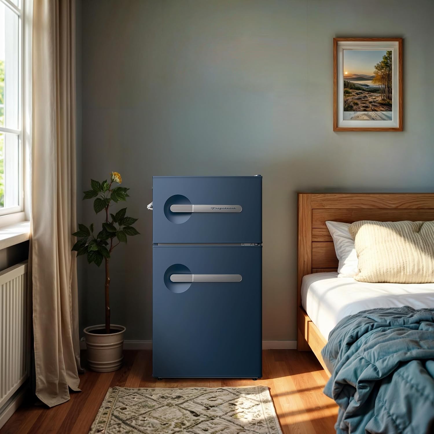 Frigidaire, 3.1 Cu. Ft. 2 Door Retro Series Compact Refrigerator, Built-In Side Bottle Opener, Blue