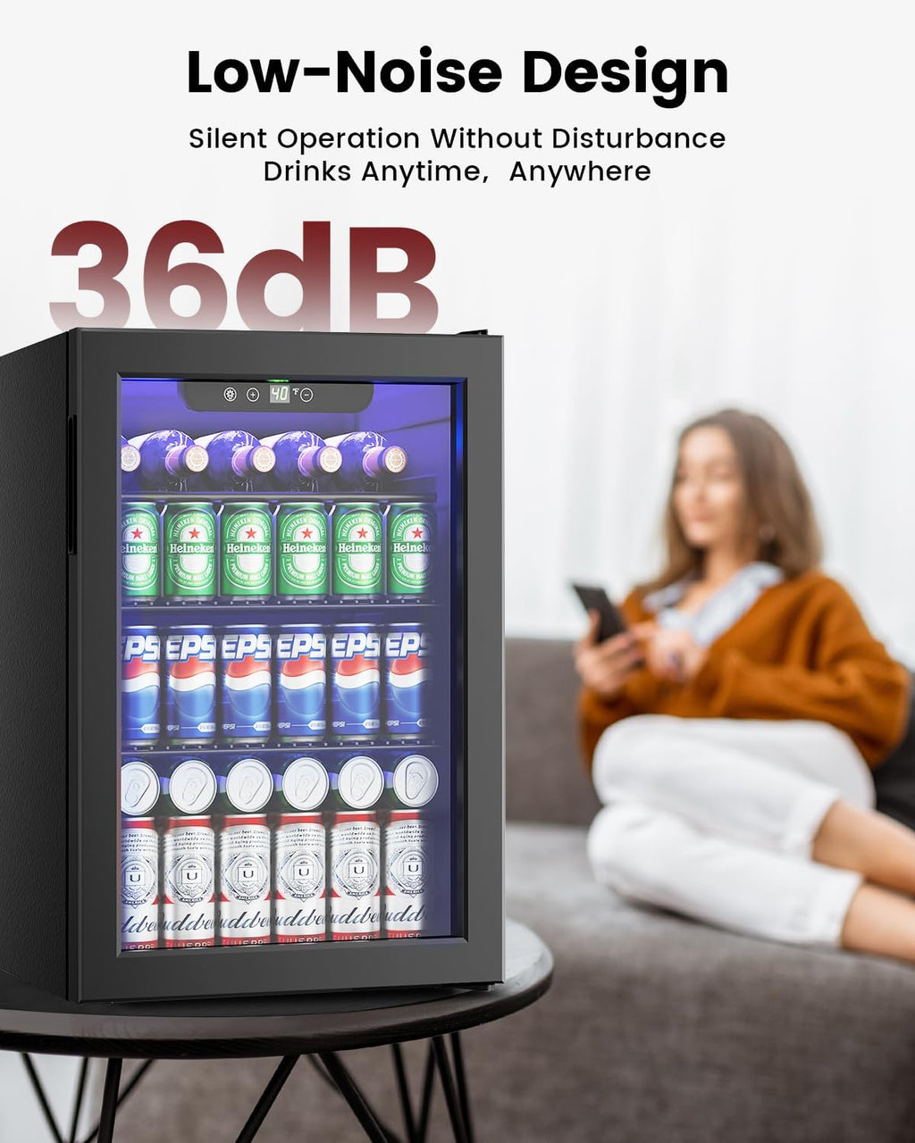 Feelfunn Wine Cooler Refrigerator - 24 Bottle 95 Can Mini Wine Fridge with Glass Door for Beer Soda Water Drink, Small Wine Cellar Beverage Refrigerator for Bedroom Office Home Bar Dorm, 2.6 Cu.Ft