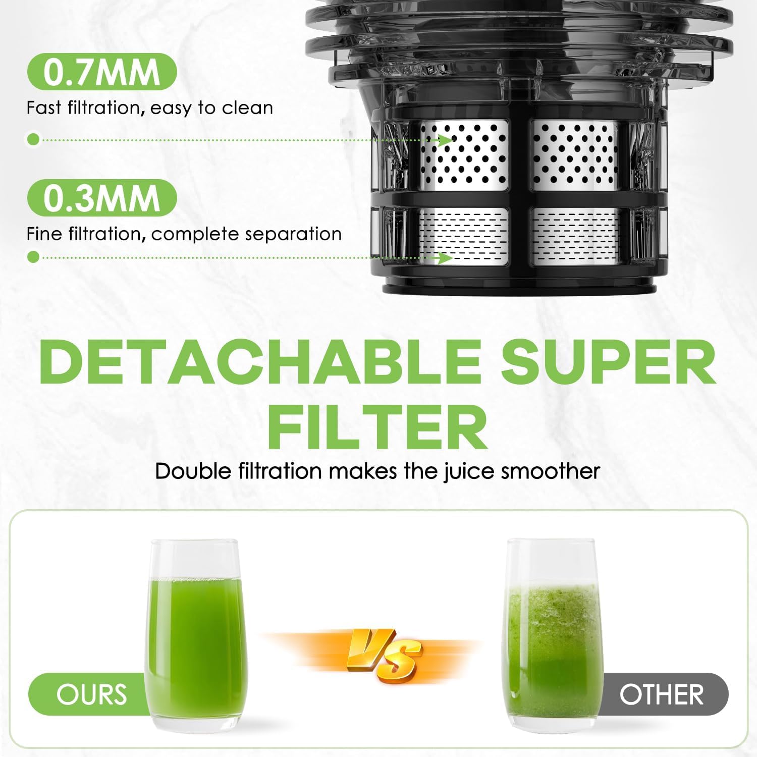 EanOruus Cold Press Juicer, 5.8' Wide Feed Chute Juice Extractor Machine with 400W, High Juice Yield, Slow Masticating Juicer for Whole Vegetables & Fruits, Gray-Stainless Steel