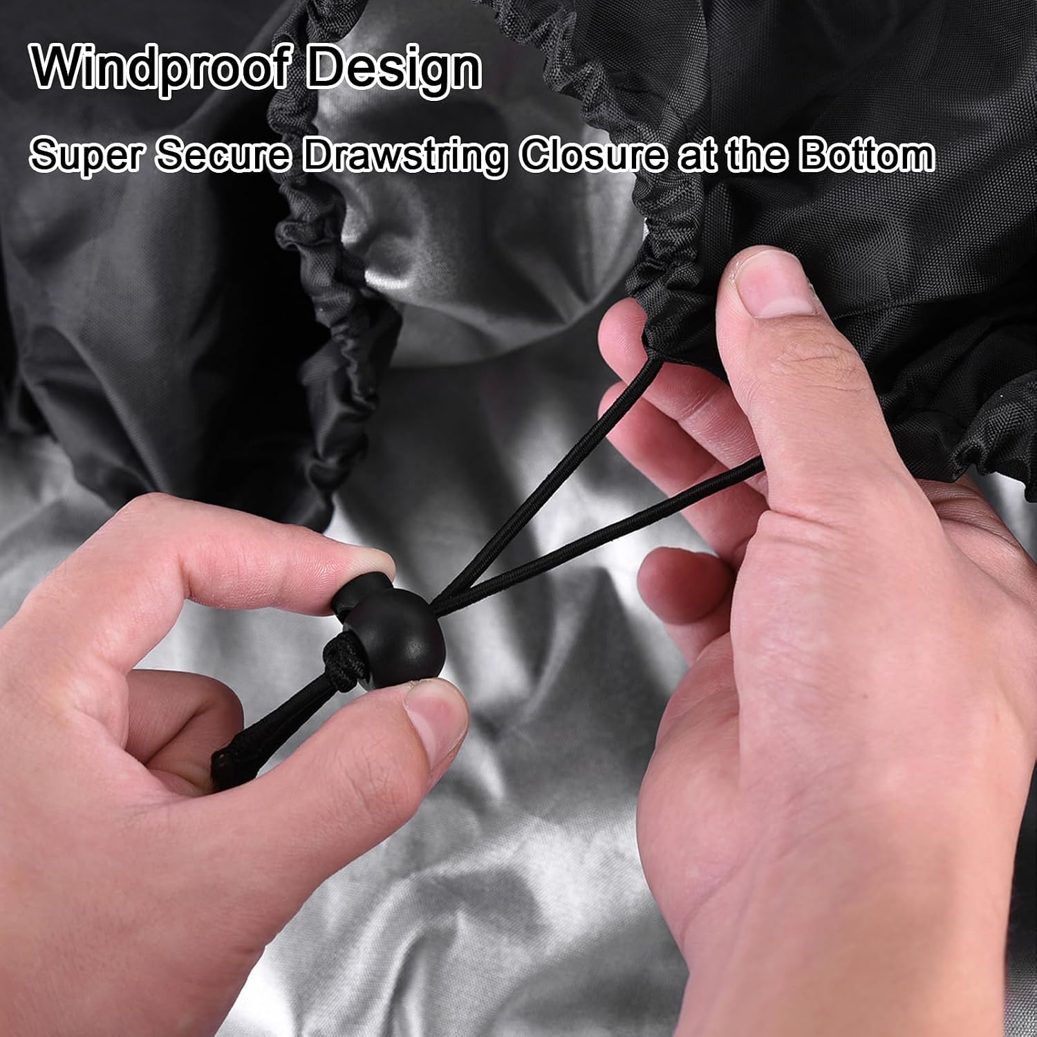 Grill Covers Heavy Duty Waterproof, Barbecue Cover 210D Silver-Coated Oxford Cloth, Wind, Rain, Snow Resistant, Universal Fit with Drawstring Closure with Grill Brush(Size:59 * 24 * 39in,Color:Black)