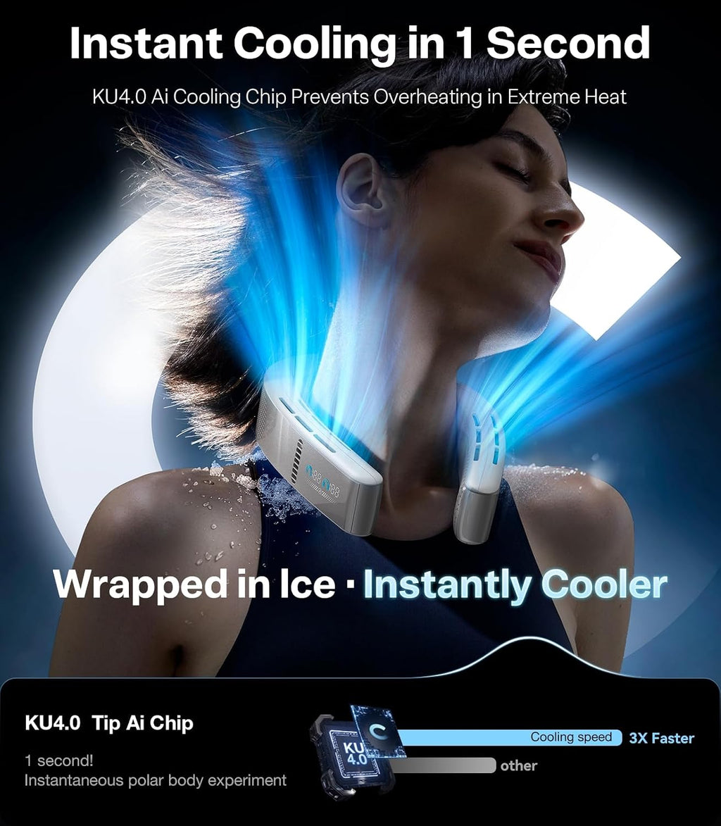 TORRAS COOLiFY Cyber AI Neck Air Conditioner, Ultimate Immersive Cooling Portable Neck Fan【No.1 Coolest & Max Cooling Area】 Neck Cooler Neck Fans that Blow Cold Air Rechargeable for Gifts