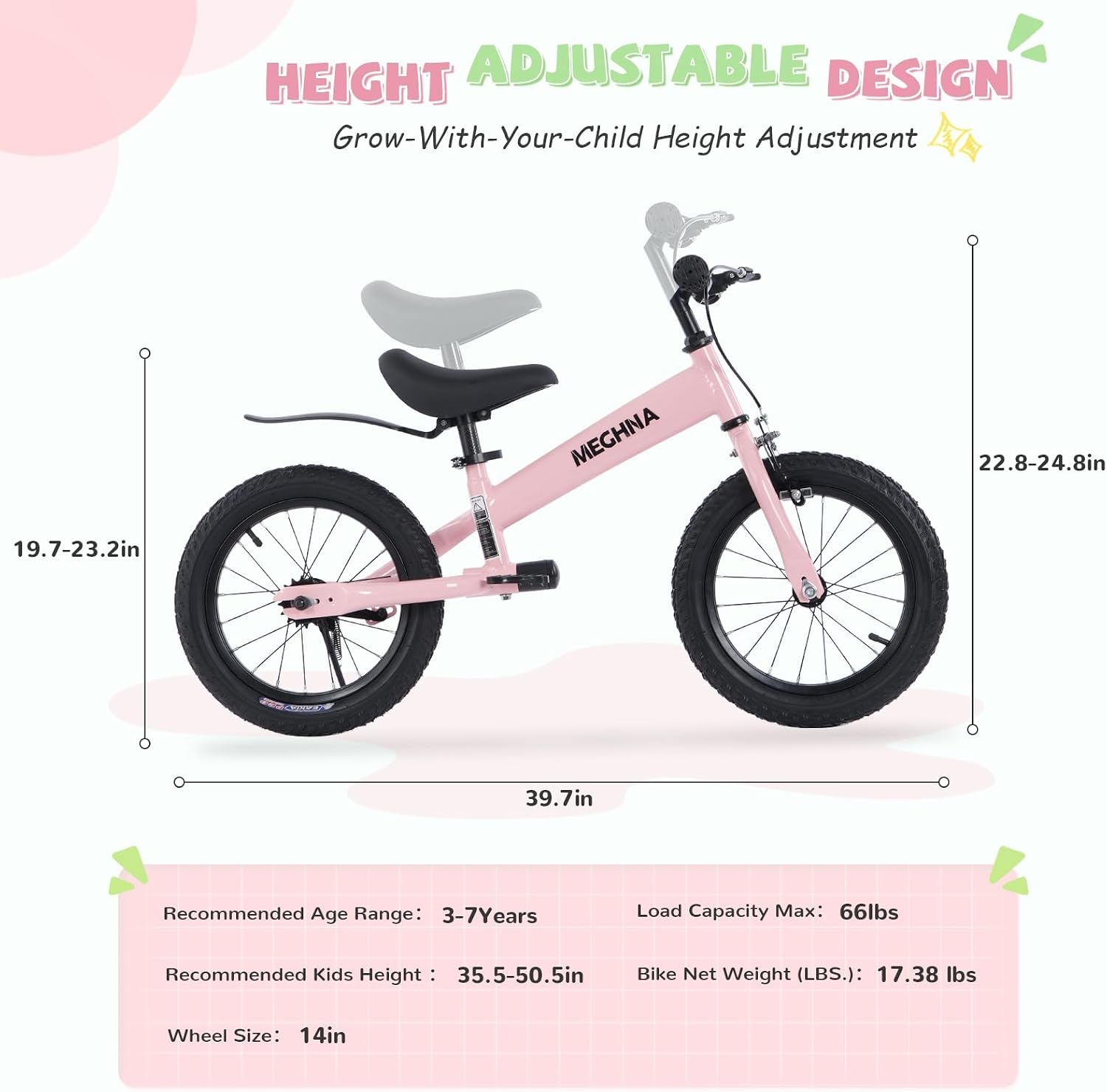 3-in-1 Montessori Balance Bike,Tri-Purpose of Kids Balance Bikes and Toddler Tricycles/Bikes，for 2 3 4 5 6 7 Years Old-14 inch Balance Bike with Training Theory, Pedal Kit, Training Wheels,Brakes