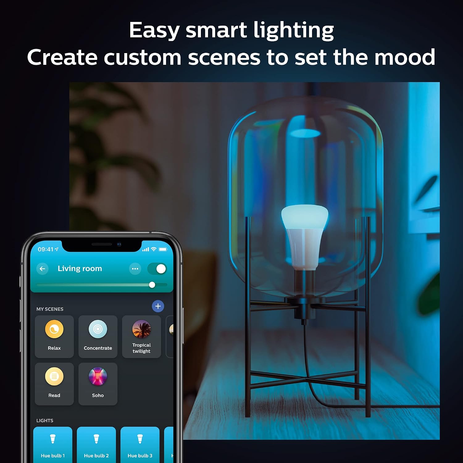 Philips Hue Smart Dimmer Switch with Remote + Philips Hue White and Color Ambiance A19 60W Smart Bulbs