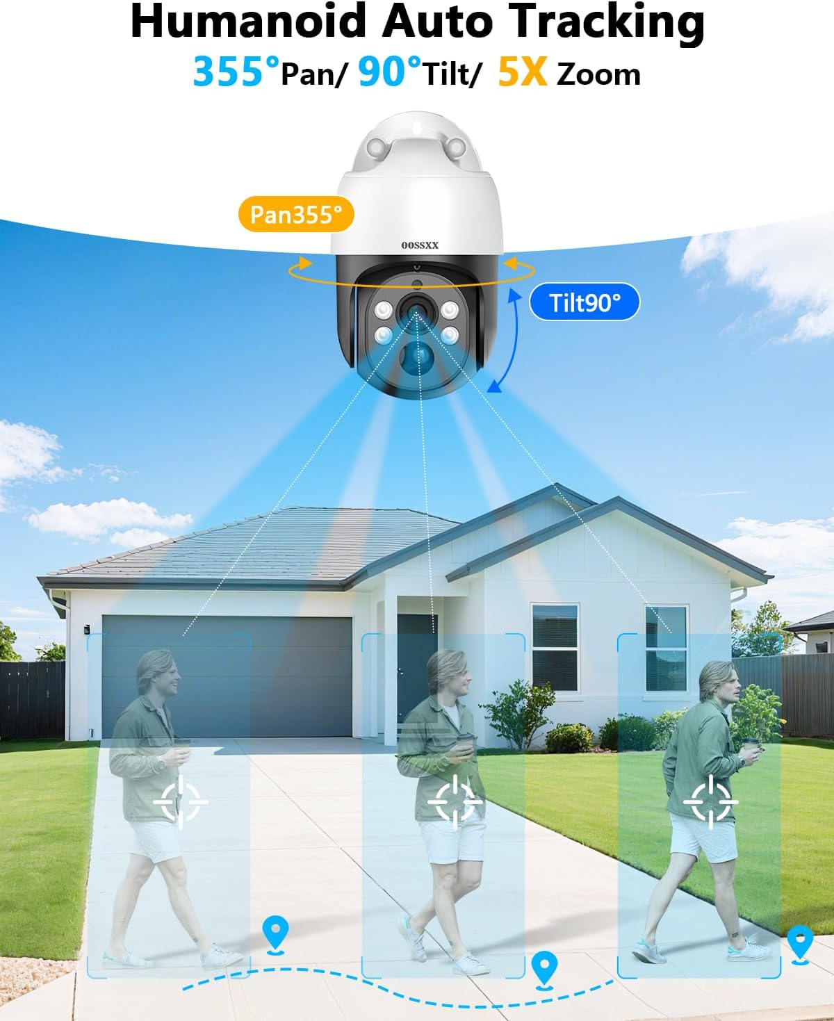 (2026 New) 4K PoE PTZ Security Camera System with 10'' Monitor, 8CH NVR, 6 Wired Outdoor Cameras, Pan Tilt Auto Tracking, AI Human Detection, Free App, No Monthly Fee, IP65