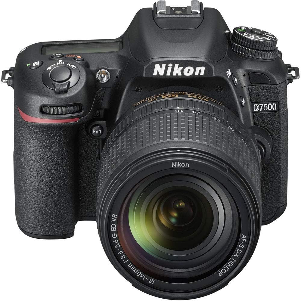 Nikon D7500 DSLR Camera with 18-140mm Lens (1582) + 64GB Memory Card + Case + Corel Photo Software + 2 x EN-EL 15 Battery + Card Reader + LED Light + Filter Kit + Wide Angle Lens + More