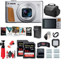 Canon PowerShot SX740 HS Digital Camera (Silver) (2956C001) + 2 x 64GB Memory Card + 3 x NB13L + Corel Photo Software + Charger + Card Reader + LED Light + Soft Bag + More