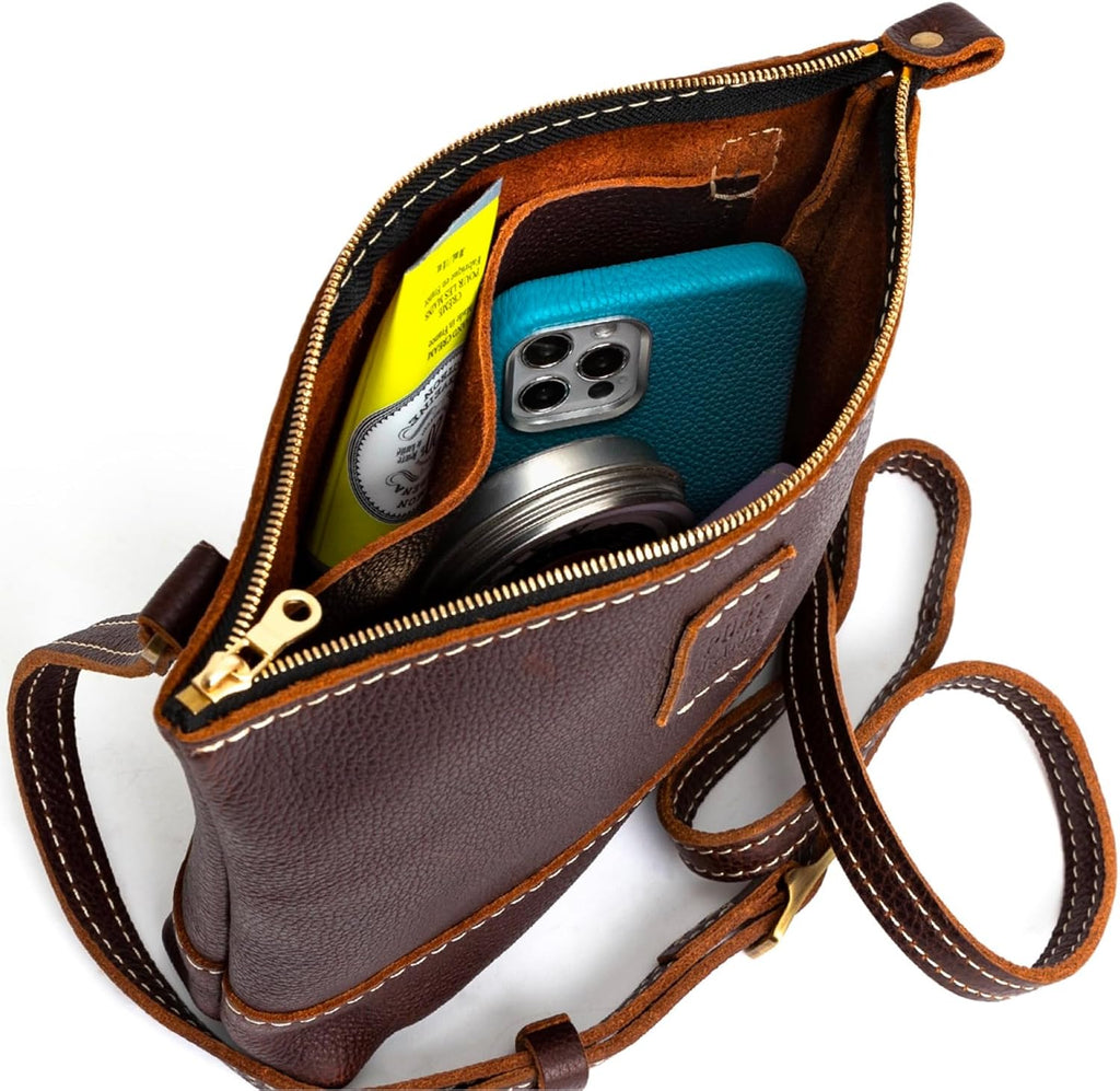 Portland Leather Goods Festival Bag – Lightweight Leather Crossbody Purse – Handmade from the Finest Full-Grain Hides