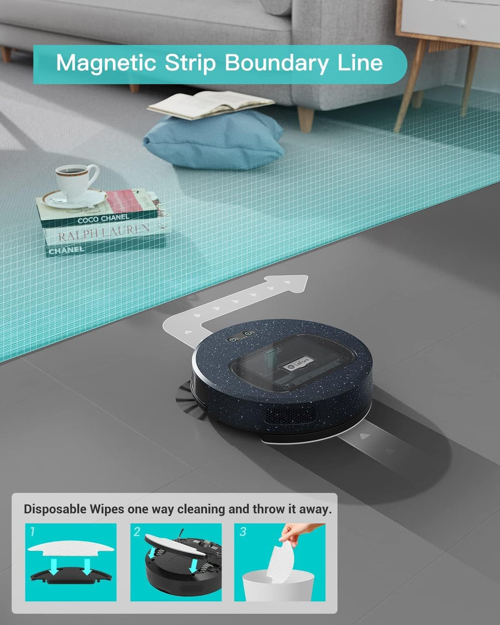 Lefant Robot Vacuum Cleaner(Slim), 4500Pa Suction & 150 Mins Runtime Vacuum Robot, 2.7inch Super Thin Robot with 600ml Dust Bin, F1 Robot Vacuum and Mop, Tangle-Free, Ideal for Pet Hair, Floor