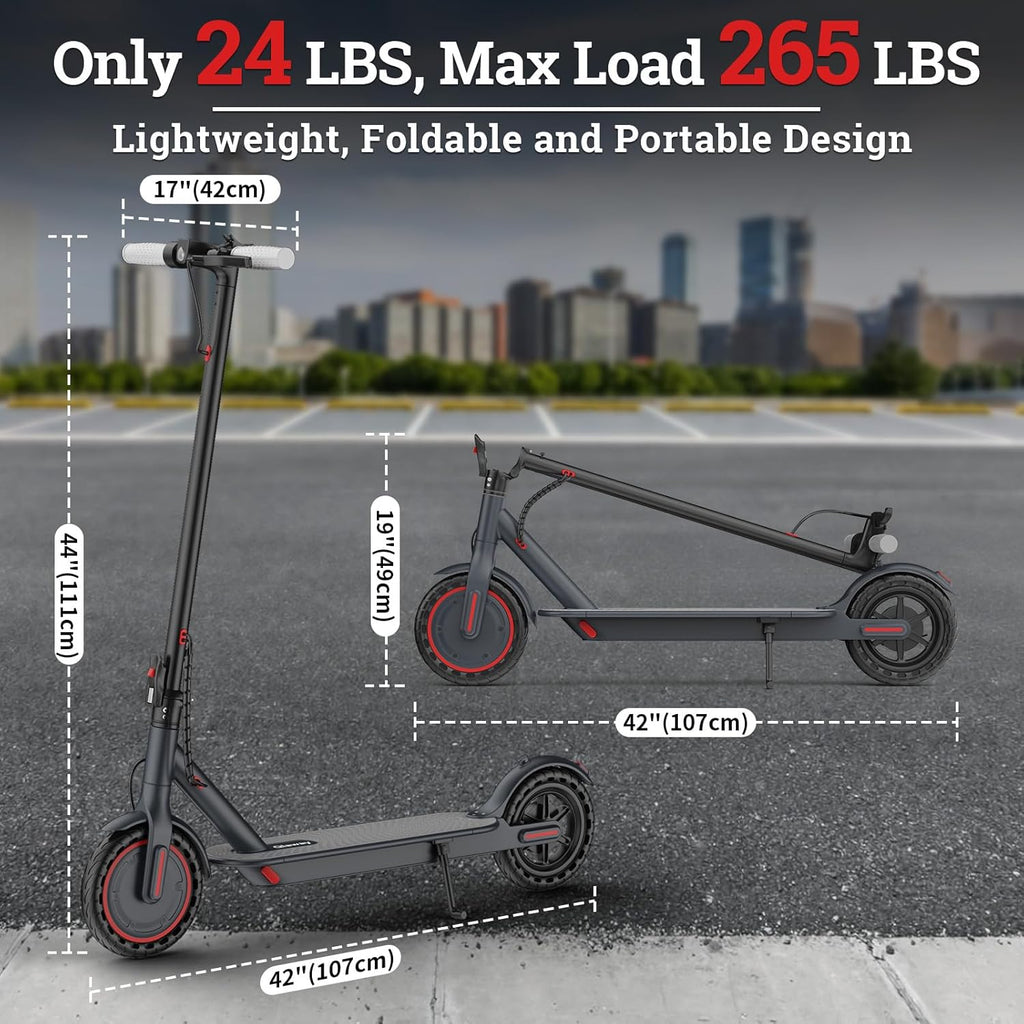 Qlaway Electric Scooter for Adults, 350W/500W Motor, 16-22 Miles Range, 8.5'/10' Solid Tires, Dual Braking & Suspension, Folding Portable Commuting E-Scooter with App