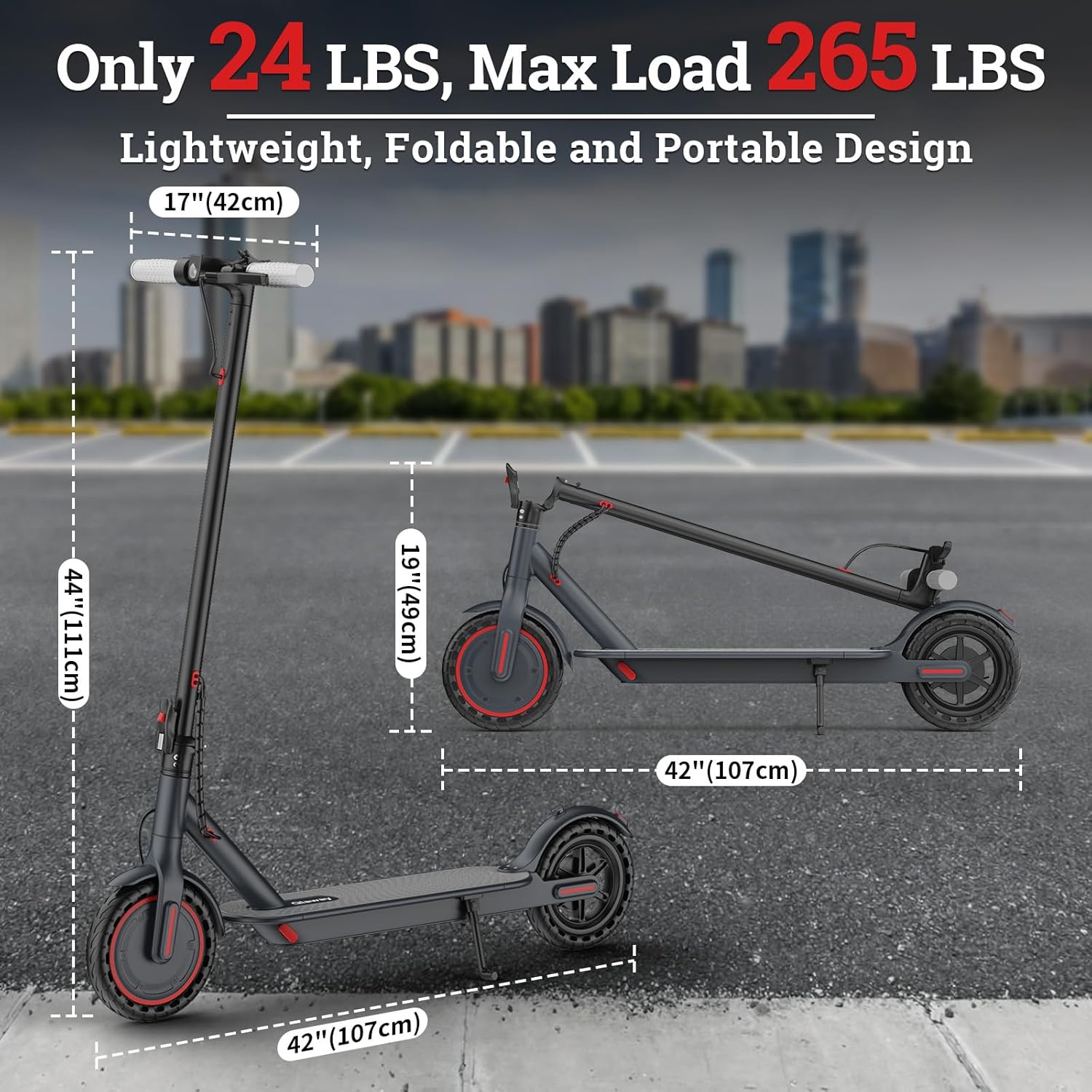 Qlaway Electric Scooter for Adults, 350W/500W Motor, 16-22 Miles Range, 8.5'/10' Solid Tires, Dual Braking & Suspension, Folding Portable Commuting E-Scooter with App