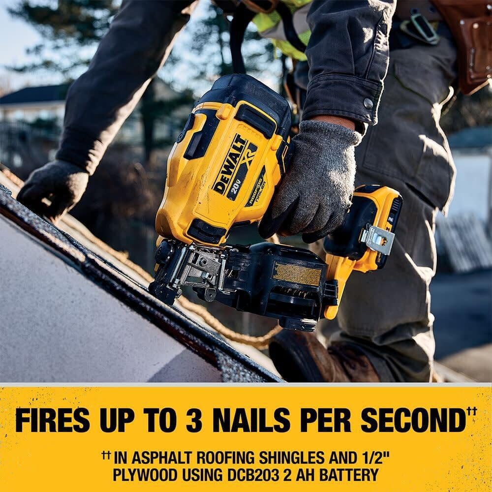 Dewalt DCN45RND1R 20V MAX Brushless Lithium-Ion 15 Degree Cordless Coil Roofing Nailer Kit (2 Ah) (Renewed)