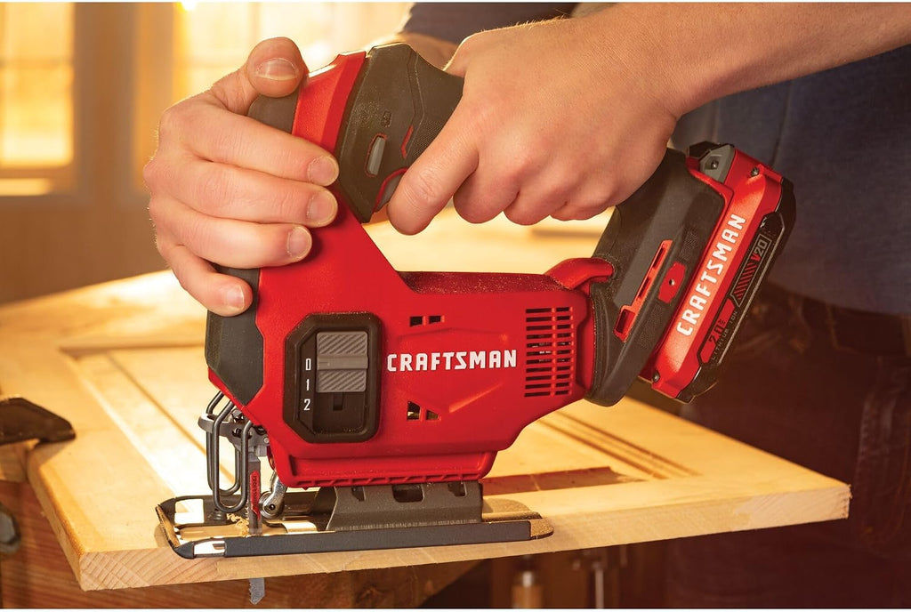 CRAFTSMAN V20 Cordless Jig Saw Kit, 3 Orbital Settings, Up to 2,500 SPM, Battery and Charger Included (CMCS600D1)
