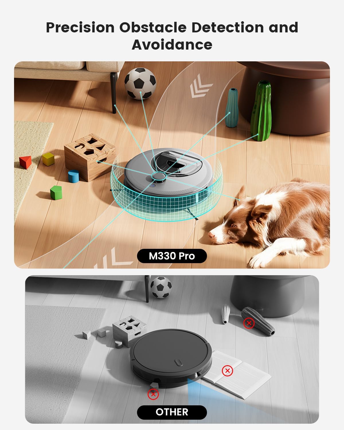 Lefant Robot Vacuum and Mop, Upgraded LiDAR Navigation, 450ml Visible Dustbin, Strong Suction, Multi-Floor Mapping, Self-Charge, WiFi/Alexa/APP, Multi-Surface Cleaning, M330 Pro Grey