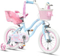 Glerc Petal Girls Bike 12-18 Inch for Ages 2-9, Kids Bike with Training Wheels, Basket & Streamers, Princess Style Kids Bicycle, for Girls