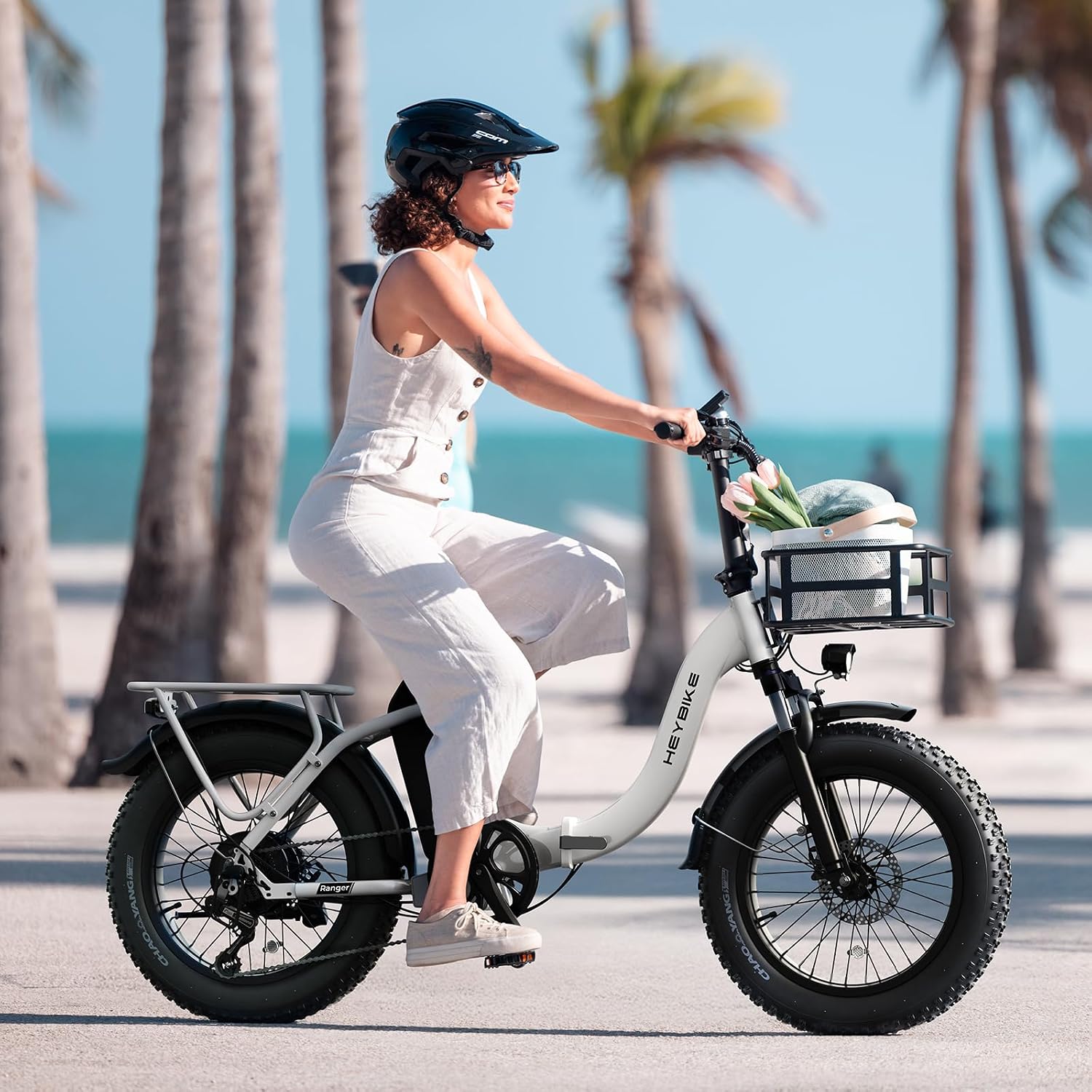 Heybike Ranger 2.0 Foldable Electric Bike for Adults, 20'*4 Fat Tire Ebike with 1400W Peak Motor, 28 MPH Max Speed, 600Wh Removable Battery, Up to 65 Miles Range, Front Suspension Step-Thru E Bike