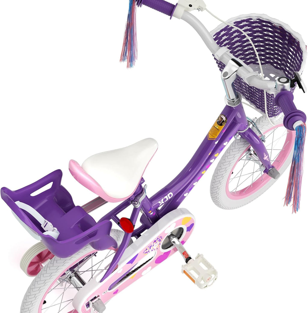 XJD Girls Bike for 2-12 Years Old Kids 12 14 16 20 Inch Toddler Bike,Retro Style Kids Bike with Training Wheels, 20 Inch Girl Bicycle with Kickstand