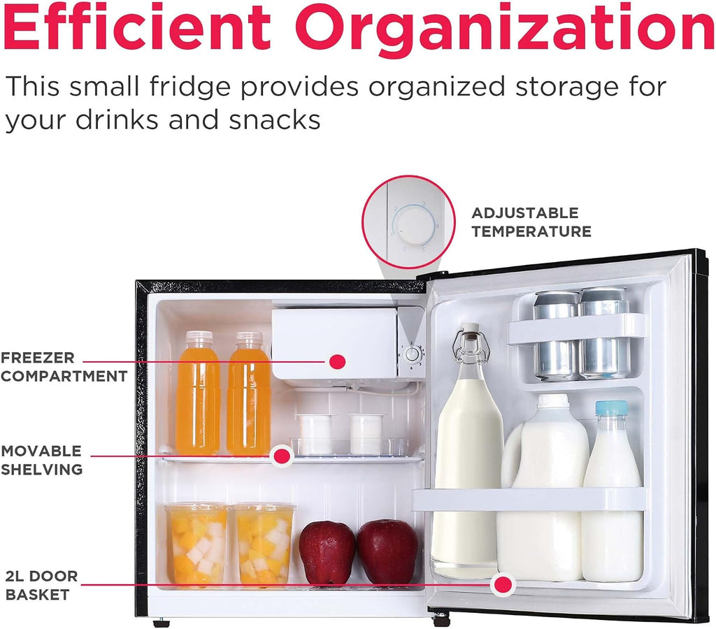 Frigidaire EFR115 Mini Refrigerator - Energy Saving - CFC Free - Slide Out Shelves - Ideal for for Dorm, Office, RV, Garage, Apartment - 1.6 Cubic Feet, Black