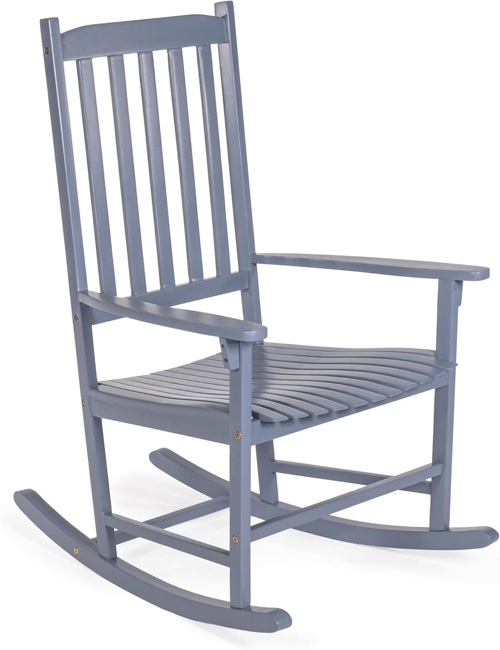 JONATHAN Y RCK300F Seagrove Farmhouse Classic Slat-Back 350-LBS Support Acacia Wood Outdoor Rocking Chair Traditional, Coastal, Cottage, Vintage, Shabby Chic, Cashmere Blue