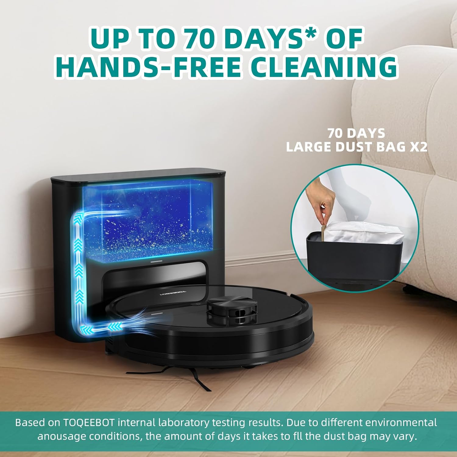 Robot Vacuum Cleaner with Mop Self Emptying;「70 Days* Hands-Free 」2.5L Self Emptying Station,Lidar Navigation WiFi/App/Alexa,Carpet Boost,4in1Robotic for Pet Hair Hard,Floor,Carpet