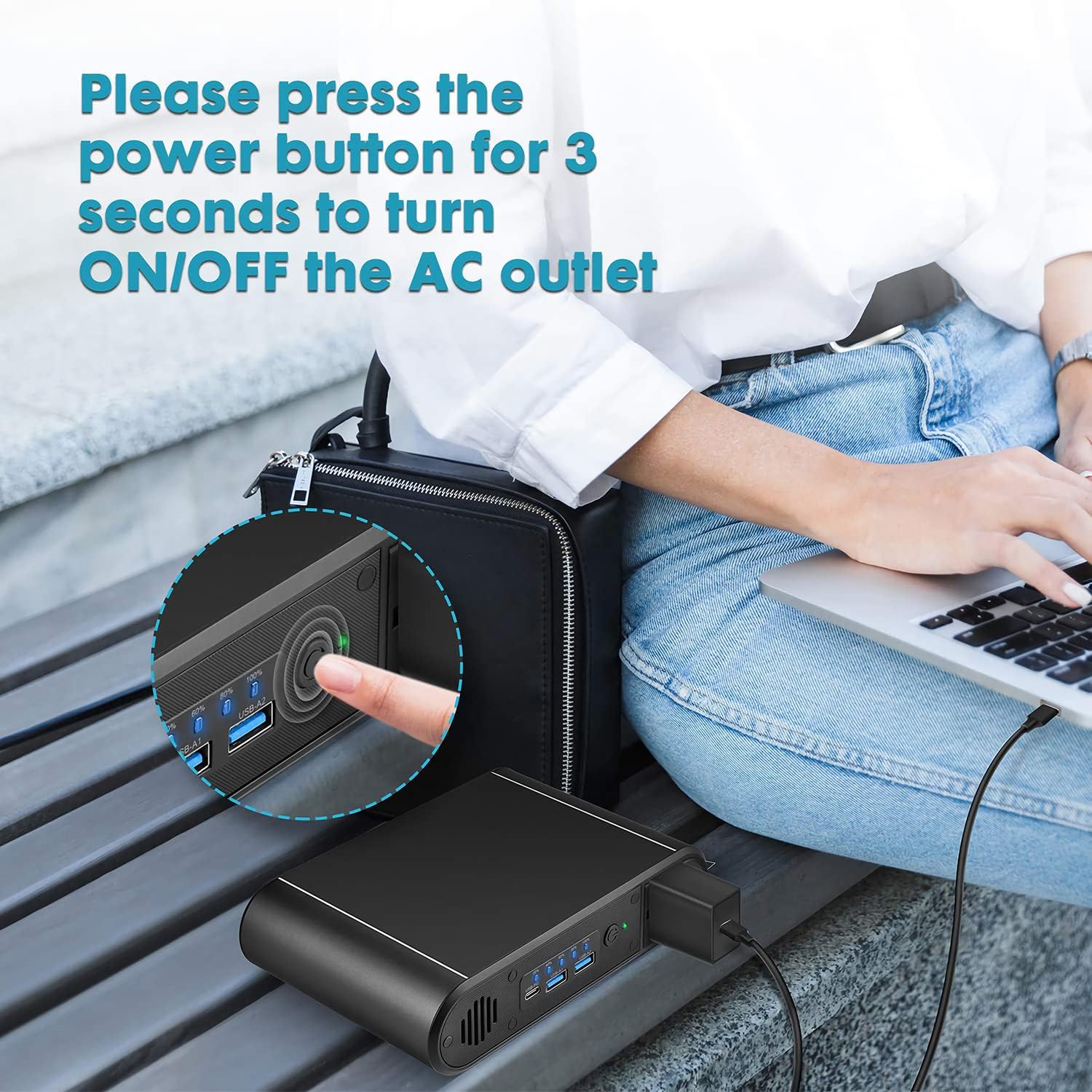 Power Bank with AC 150W,Portable Laptop Charger,31200mAh External Battery for Laptop,PD 65W Type-C,Compatible for Outdoor RV Camping Travel Emergency Backup Home