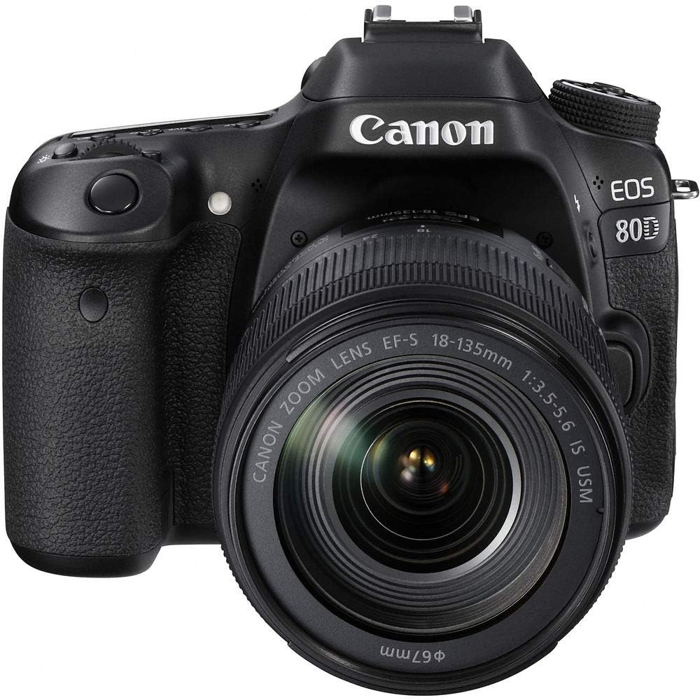 Canon EOS 80D DSLR Camera with 18-135mm Lens (1263C006), 64GB Memory Card, Case, Corel Photo Software, 2 x LPE6 Battery, Charger, Card Reader, LED Light, Filter Kit + More