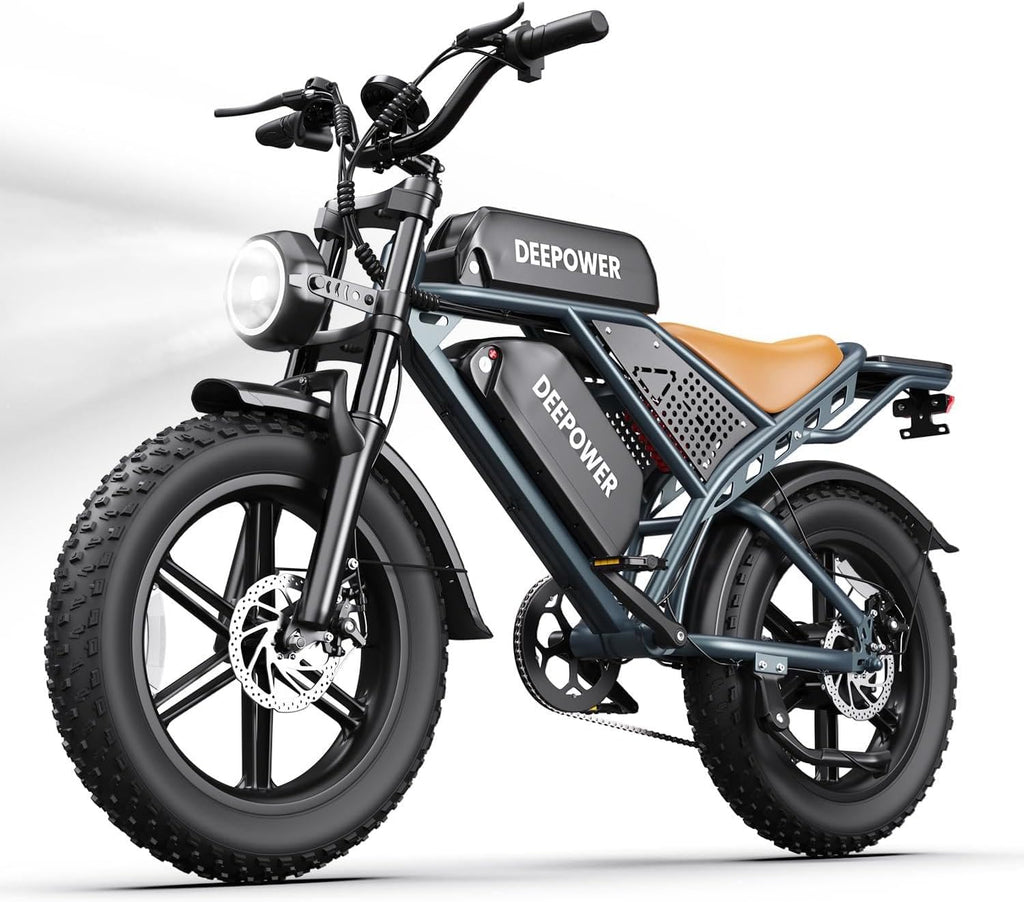 DEEPOWER Electric Bike for Adults,1500W Peak Motor,30MPH Ebike,48V 60AH Battery, 120-180 Miles,20' Fat Tire Electric Dirt Bike, Shaman0 7-Speed Ebikes