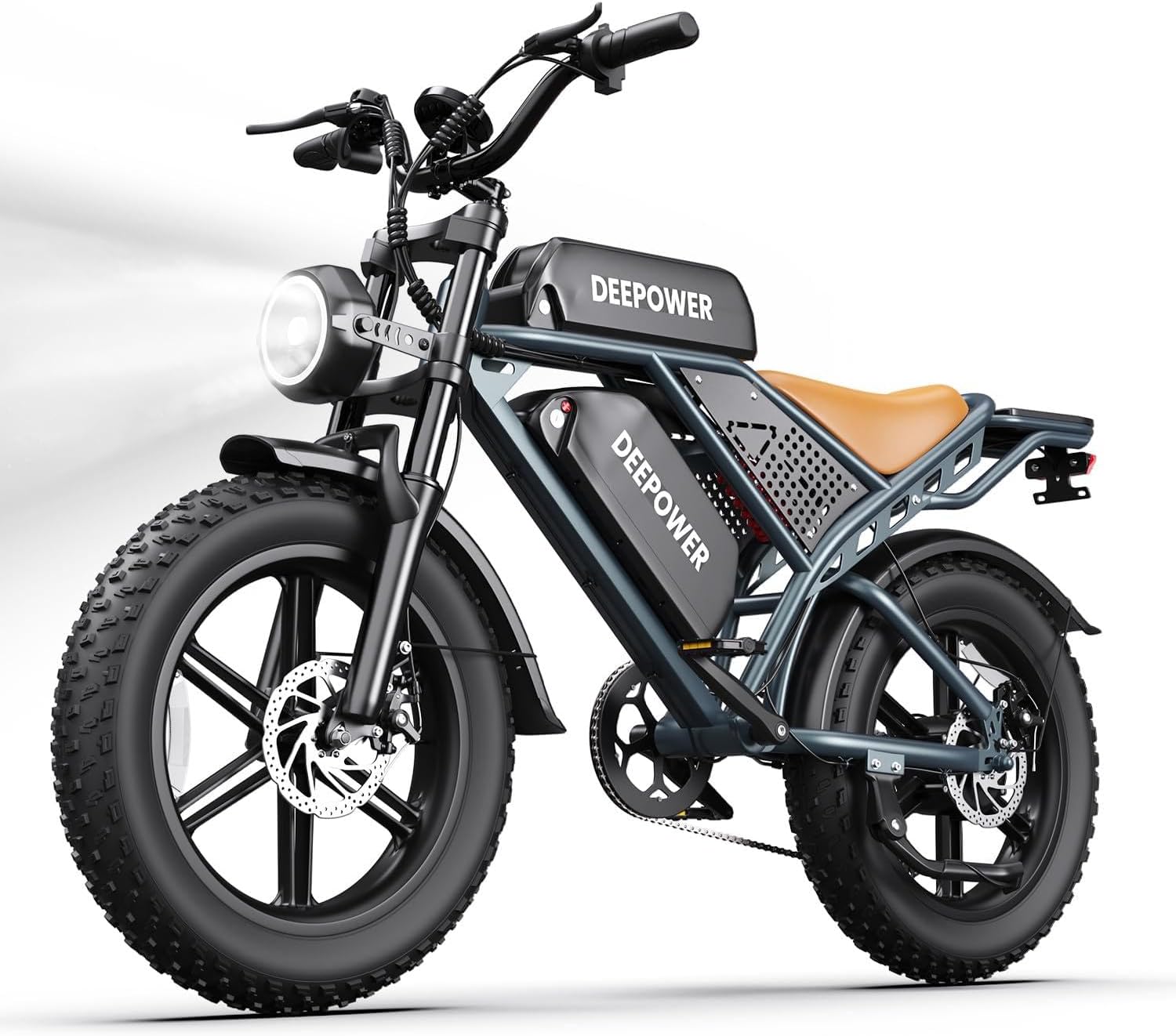 DEEPOWER Electric Bike for Adults,1500W Peak Motor,30MPH Ebike,48V 60AH Battery, 120-180 Miles,20' Fat Tire Electric Dirt Bike, Shaman0 7-Speed Ebikes