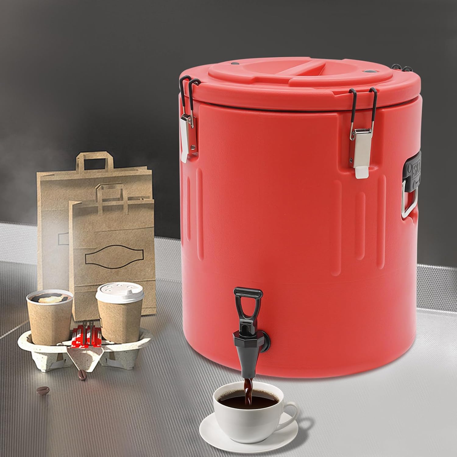 Insulated Beverage Containers Portable Cold Hot Drink Container Electric Stainless Steel Soup Warmer Pot, 40L Large Capacity Water Cooler Jug Commercial Food Warmer (40L)