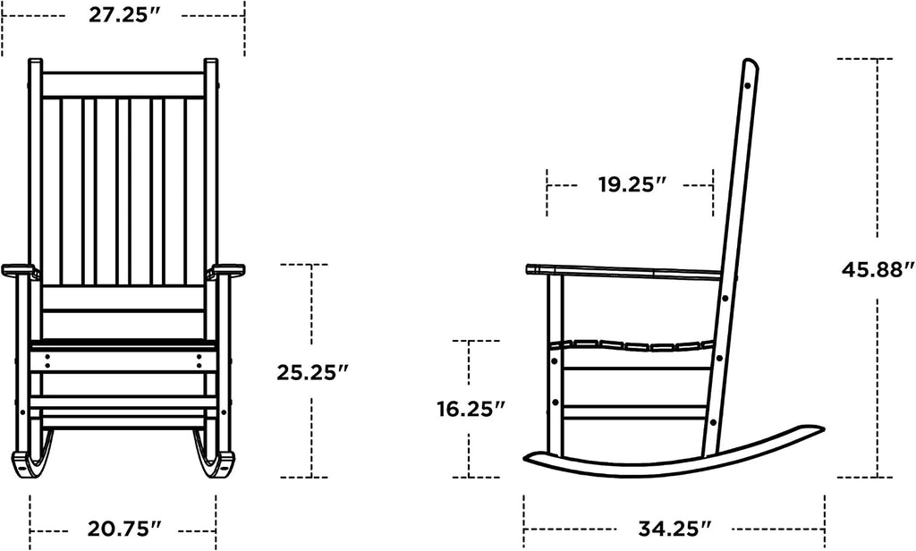 POLYWOOD Vineyard Porch Rocking Chair - Slate Grey - Heavy Duty HDPE Outdoor Rocker for Patio, Deck & Front Porch - Classic American Made Furniture
