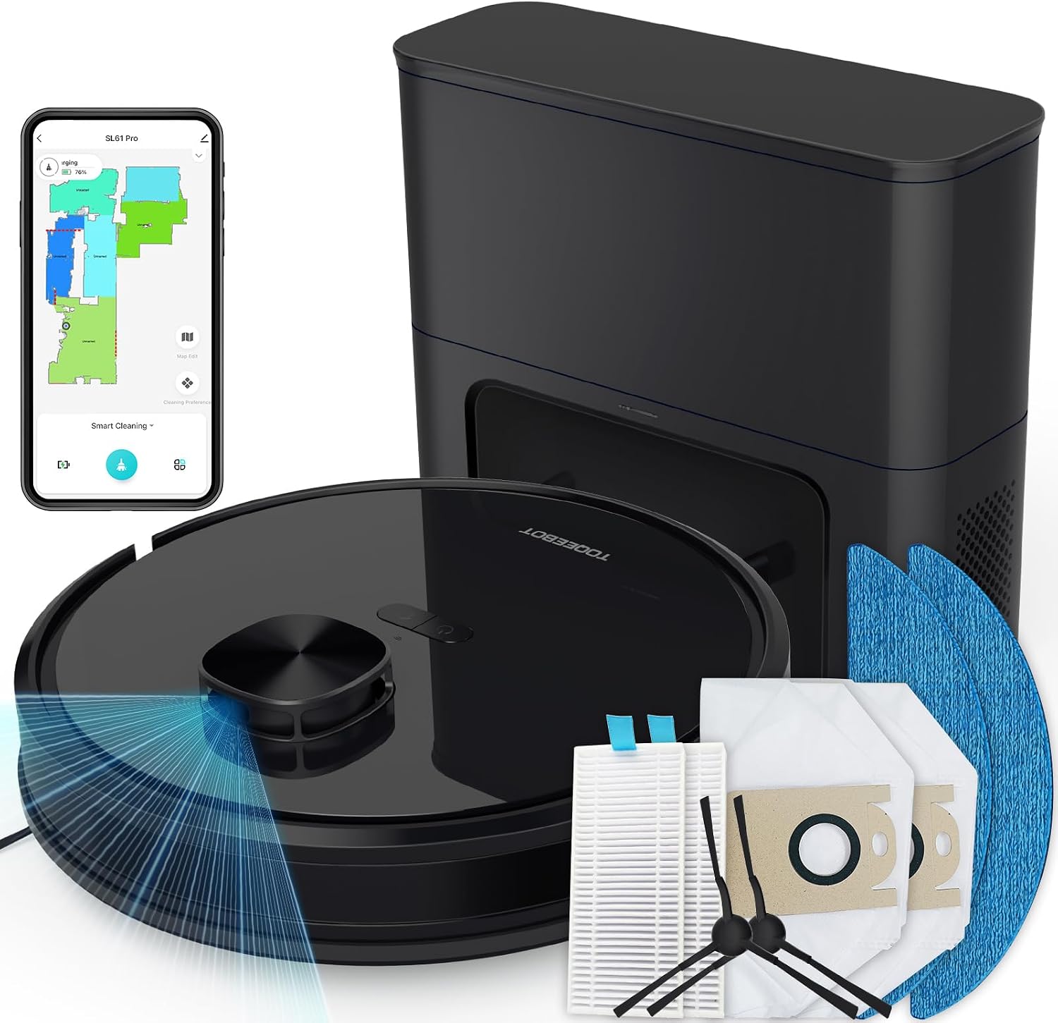 Robot Vacuum Cleaner with Mop Self Emptying;「70 Days* Hands-Free 」2.5L Self Emptying Station,Lidar Navigation WiFi/App/Alexa,Carpet Boost,4in1Robotic for Pet Hair Hard,Floor,Carpet