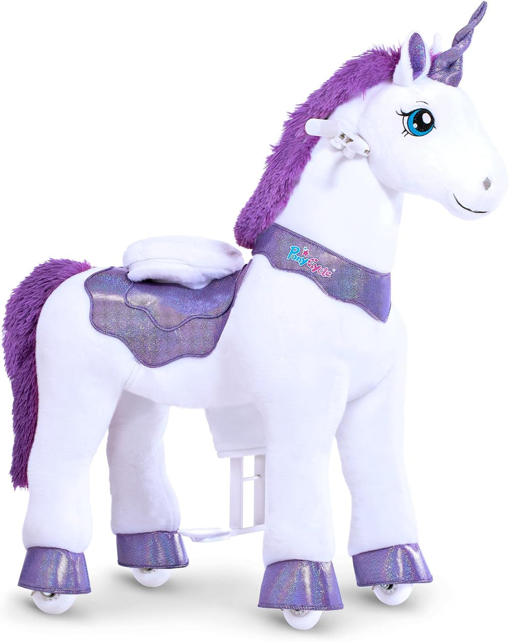PonyCycle Ride on Unicorn for Kids 4-7 with Brake No Battery Required Unicorn Gifts for Girls (35.4' Height/Size 4) Plush Interactive Riding Rocking Riding Horse Ride on Toy Spirit Stuffed Animal E413