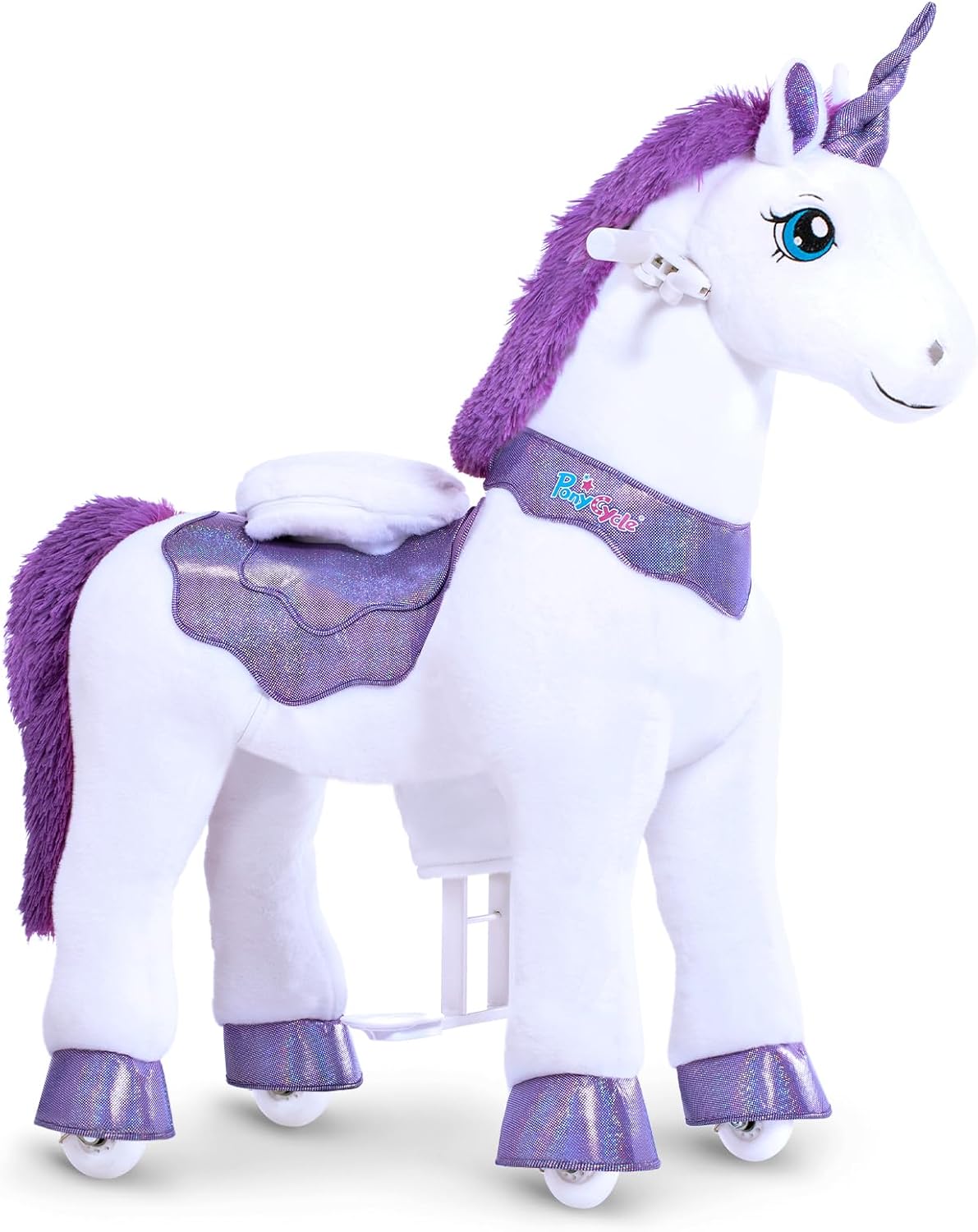 PonyCycle Ride on Unicorn for Kids 4-7 with Brake No Battery Required Unicorn Gifts for Girls (35.4' Height/Size 4) Plush Interactive Riding Rocking Riding Horse Ride on Toy Spirit Stuffed Animal E413